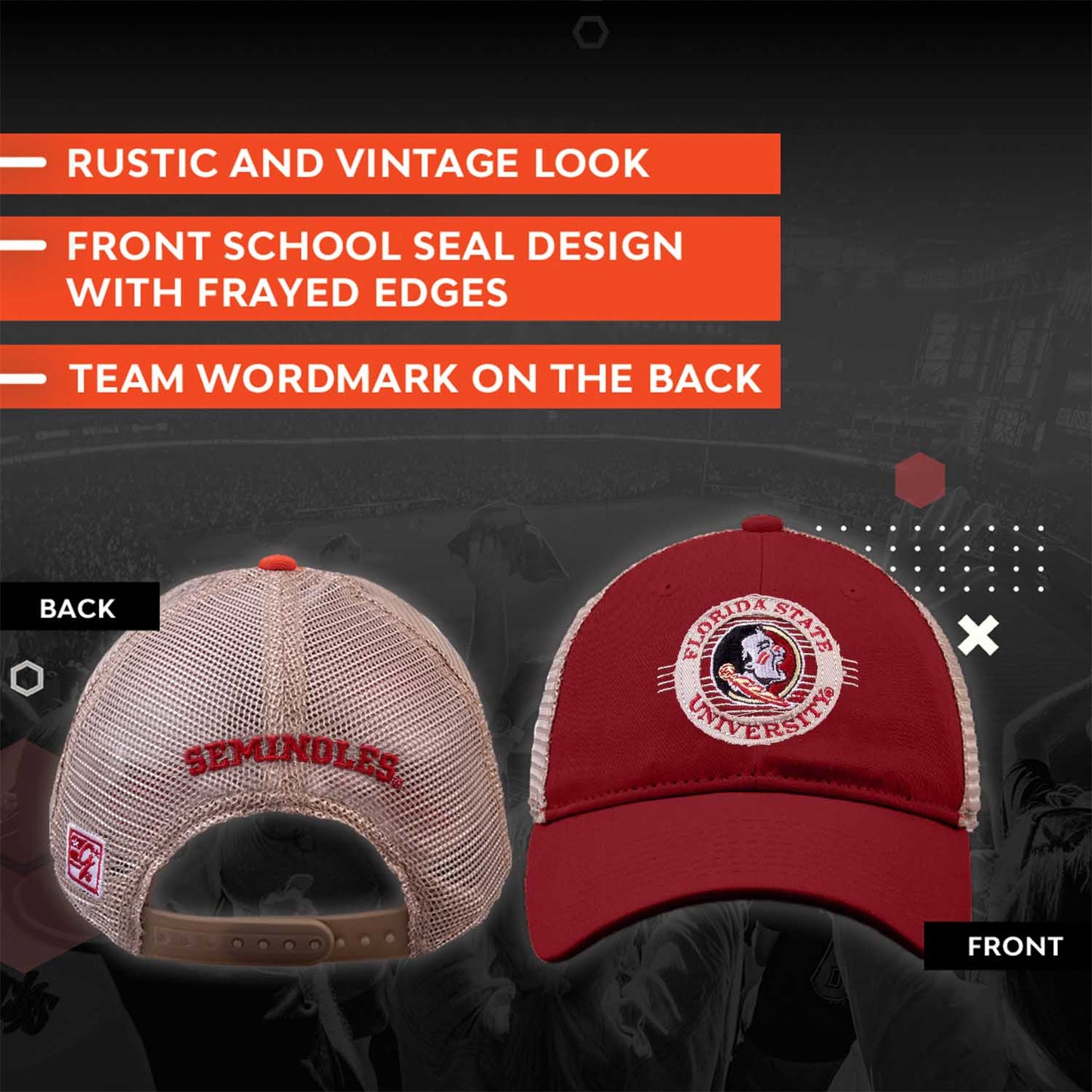 Florida State Seminoles The Game NCAA  Patch Meshback Snapback Hat - Cardinal