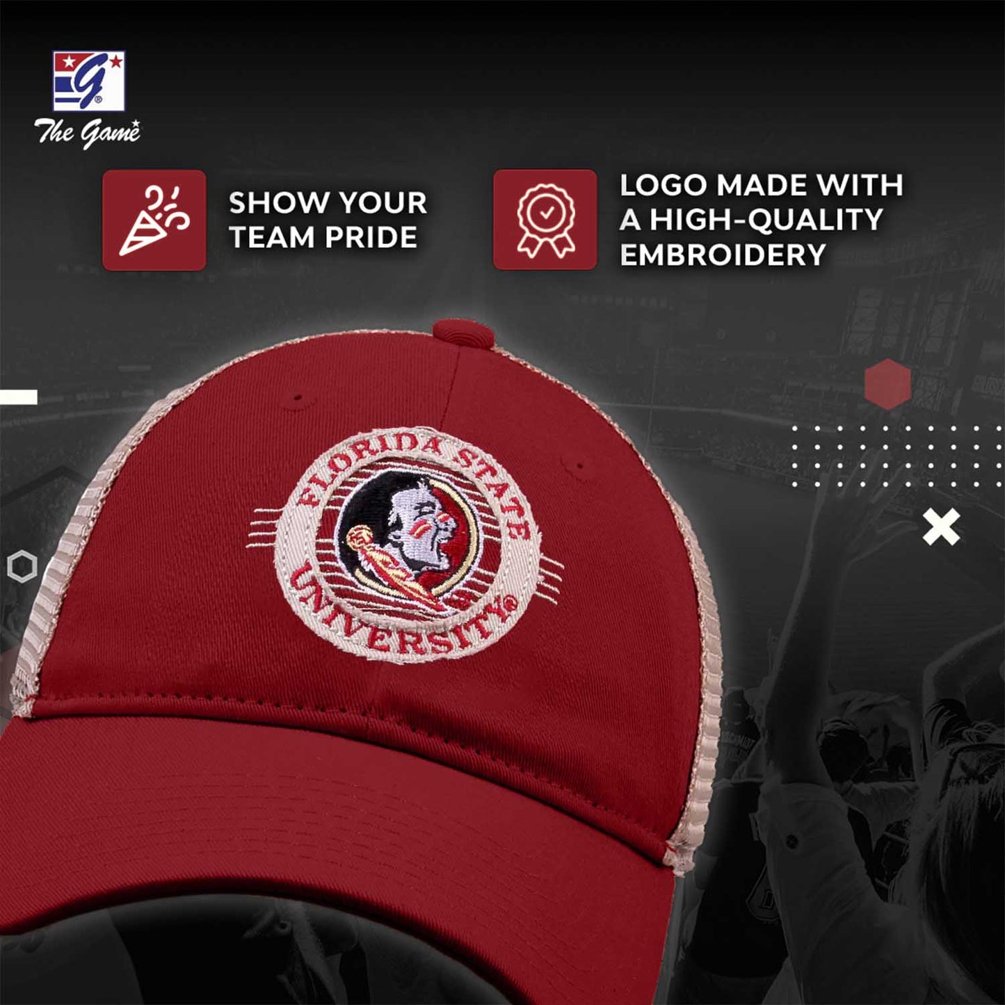 Florida State Seminoles The Game NCAA  Patch Meshback Snapback Hat - Cardinal
