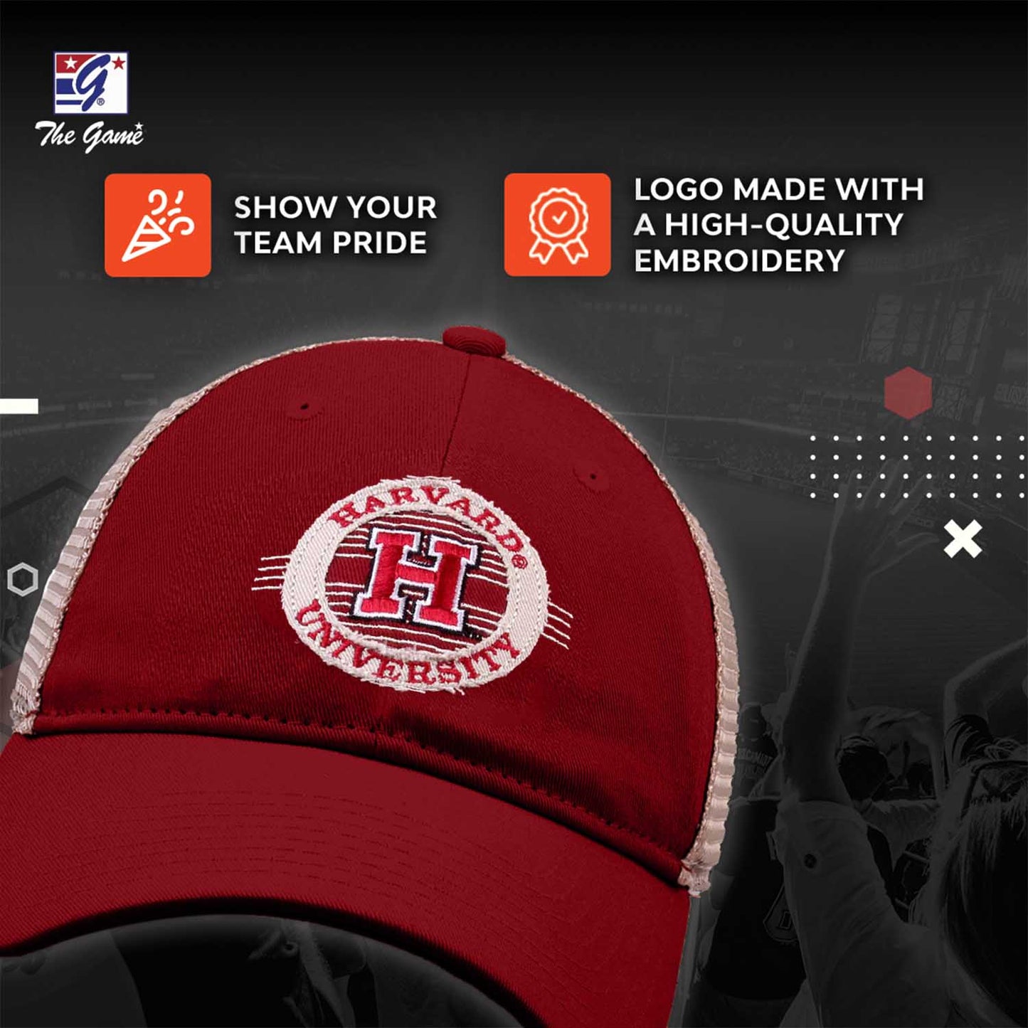 Harvard Crimson The Game NCAA  Patch Meshback Snapback Hat - Maroon
