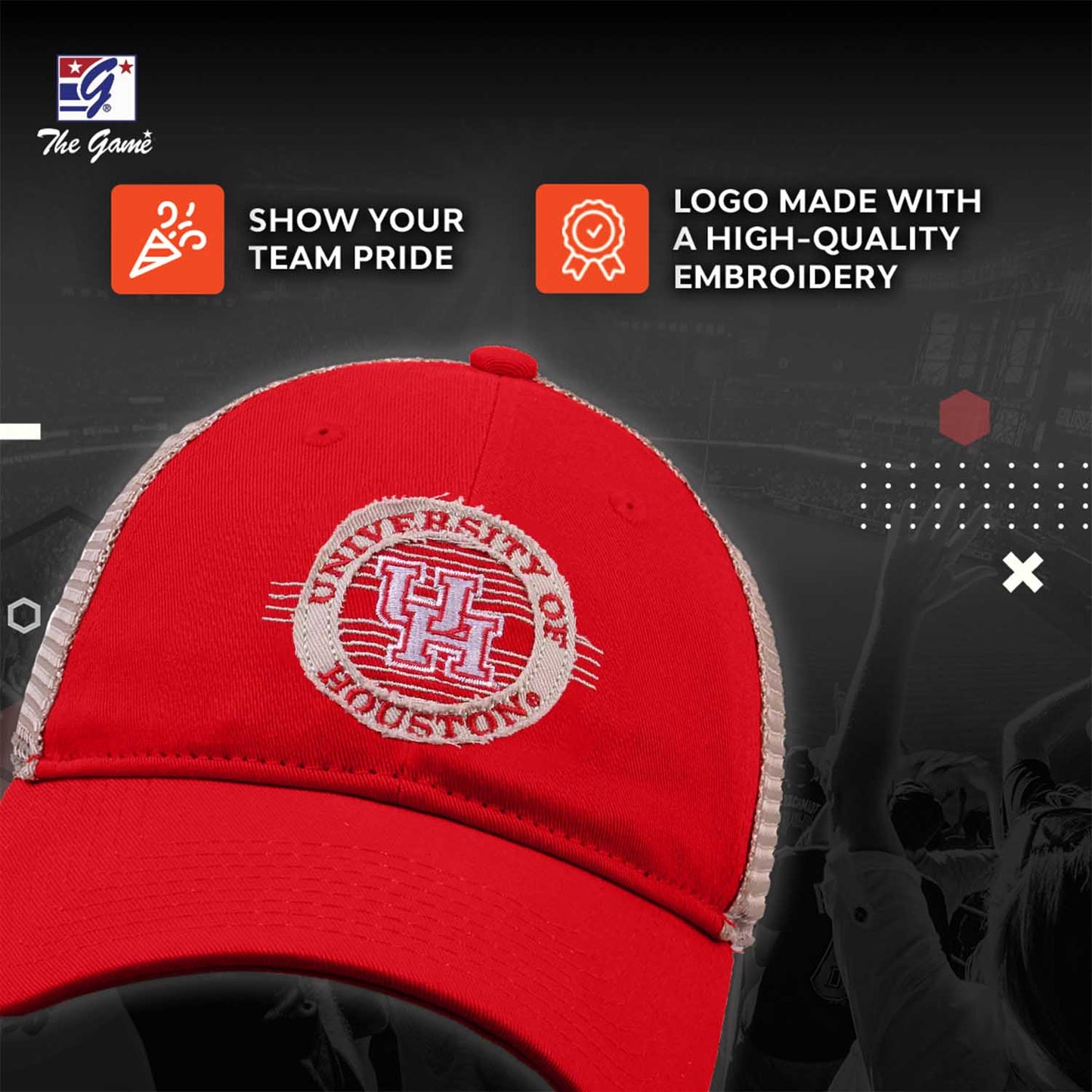 Houston Cougars The Game NCAA  Patch Meshback Snapback Hat - Red