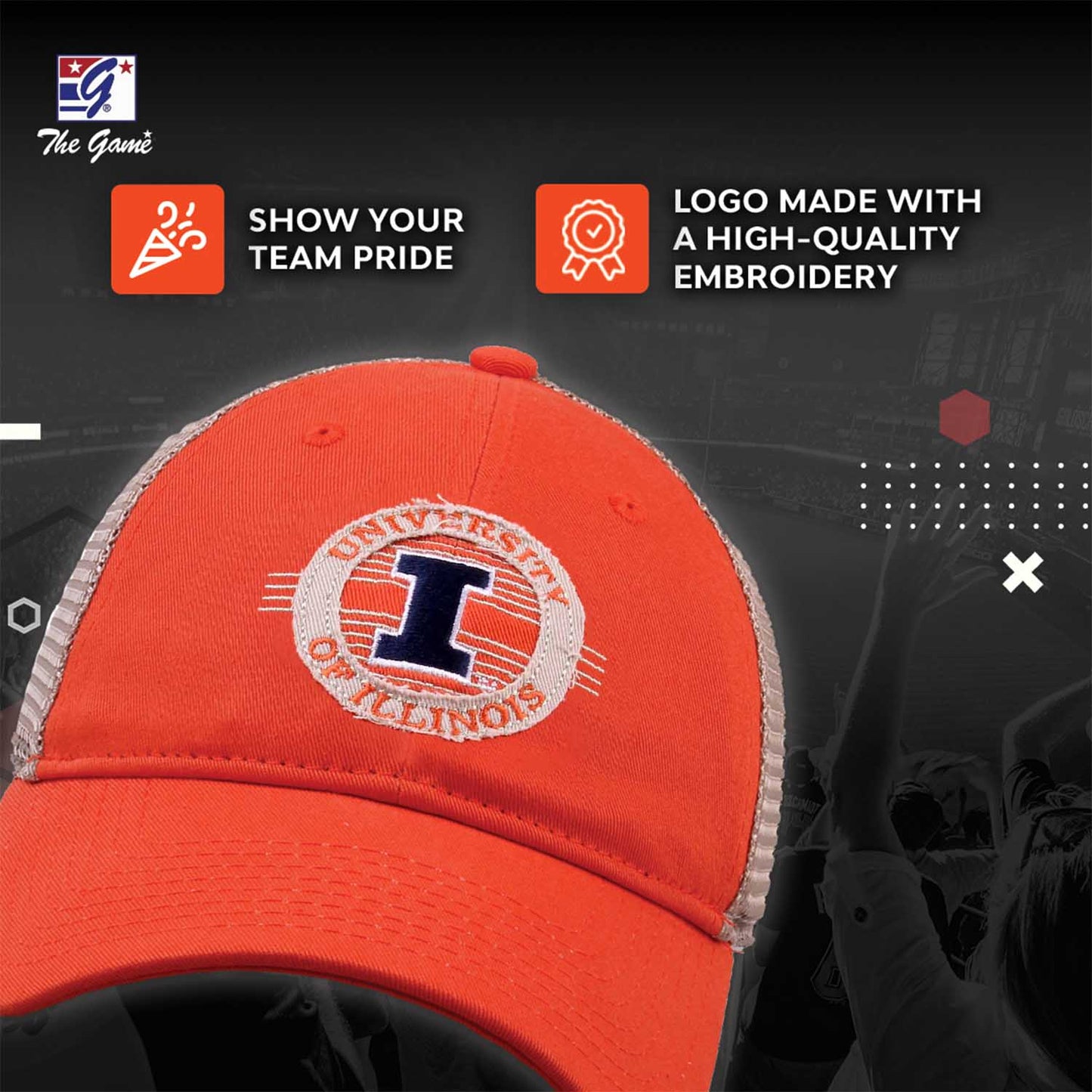 Illinois Fighting Illini The Game NCAA  Patch Meshback Snapback Hat - Orange