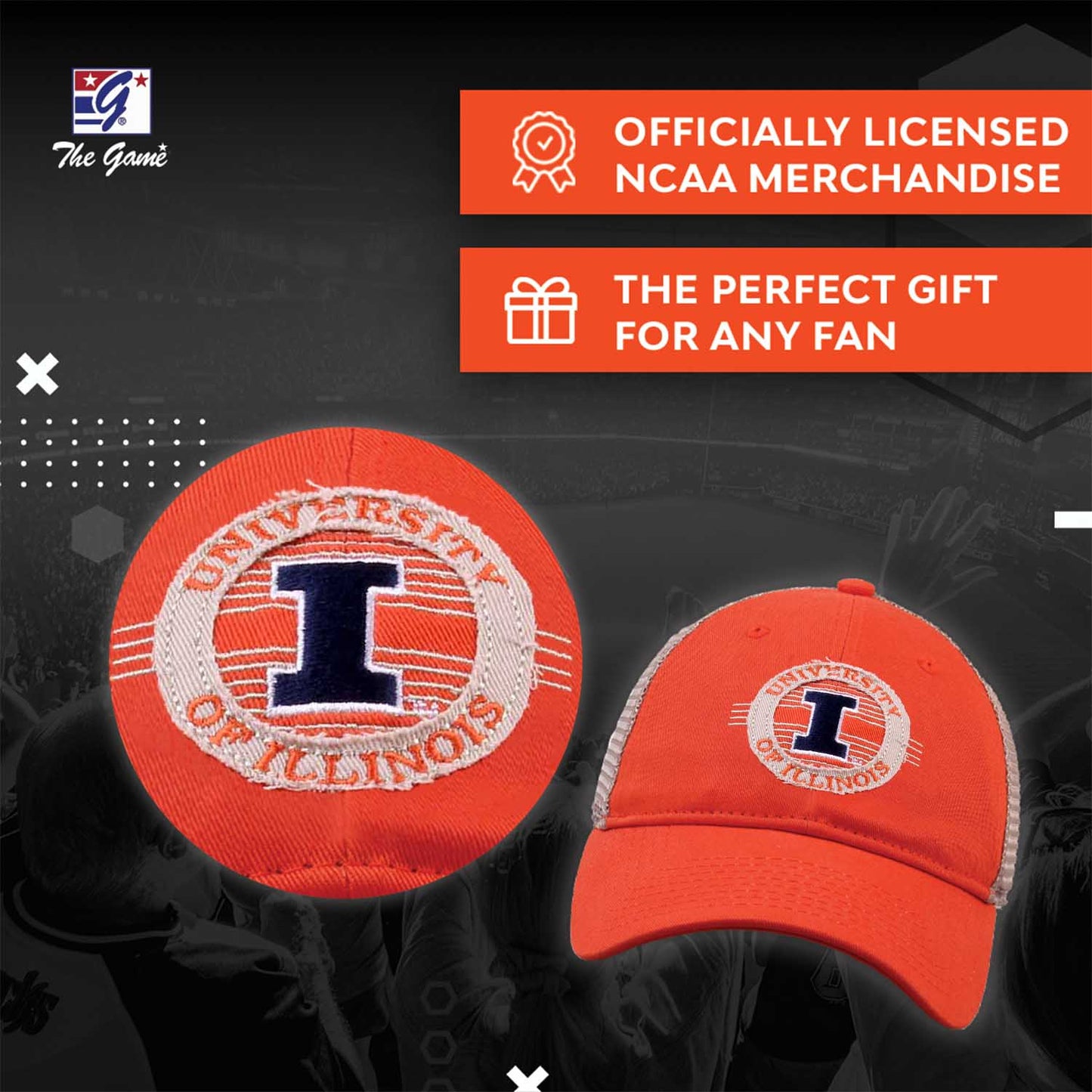 Illinois Fighting Illini The Game NCAA  Patch Meshback Snapback Hat - Orange