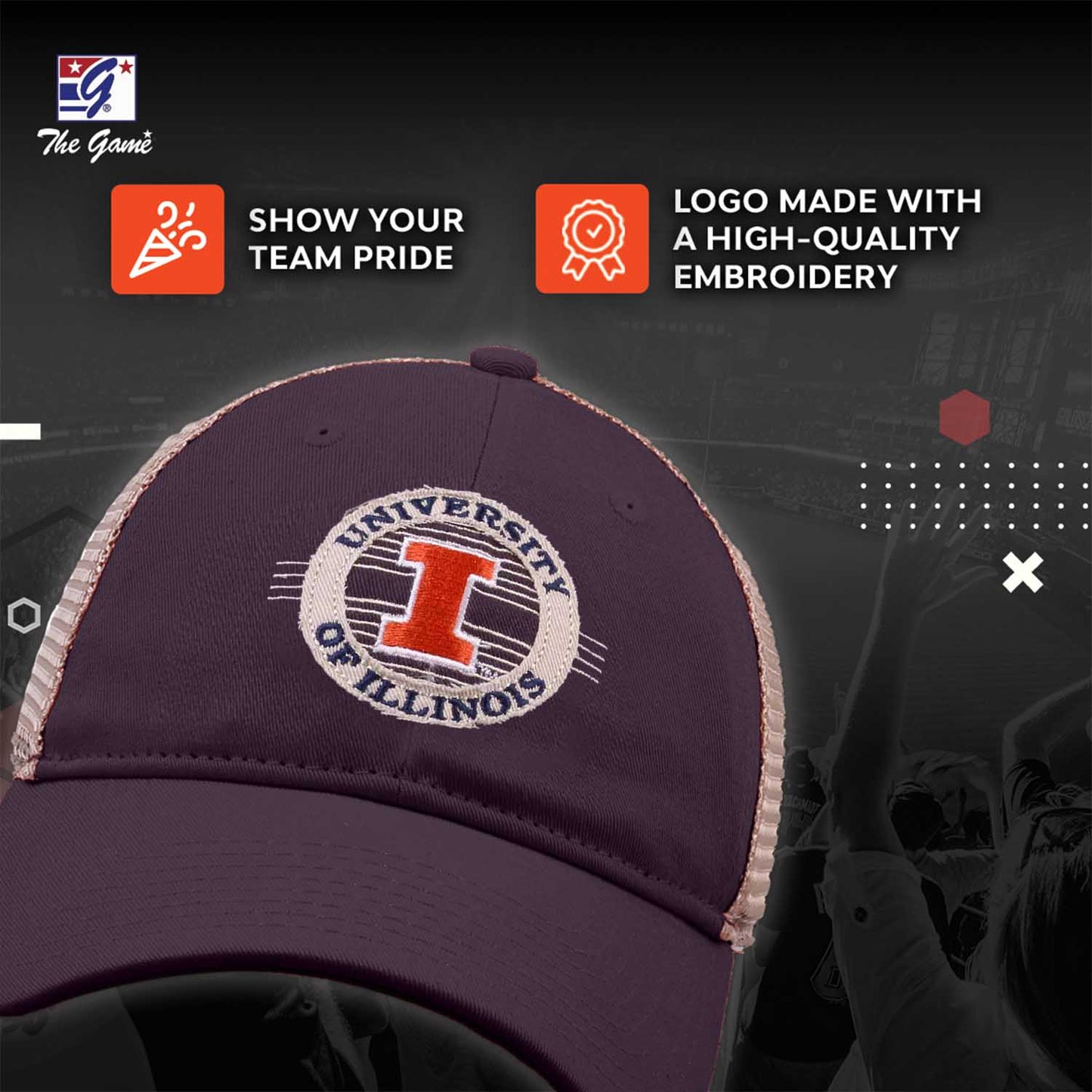 Illinois Fighting Illini The Game NCAA  Patch Meshback Snapback Hat - Navy