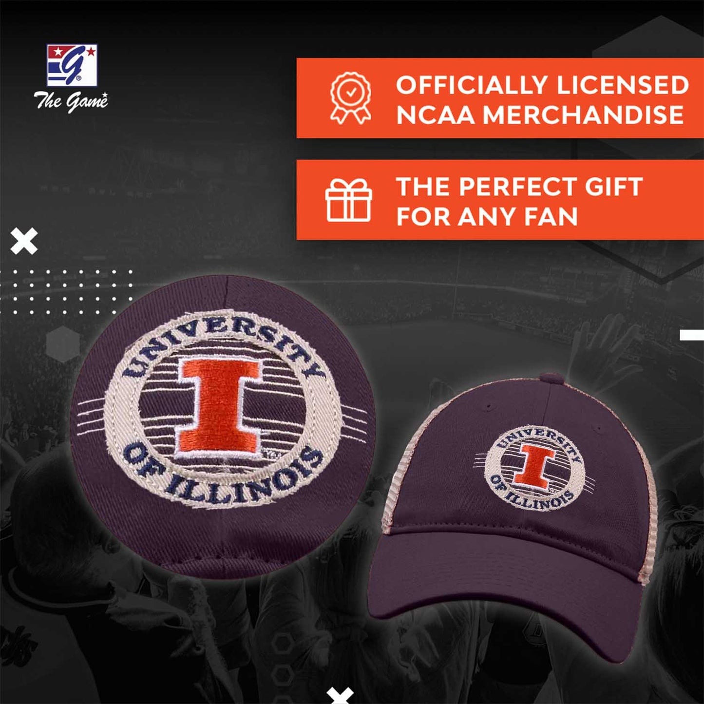 Illinois Fighting Illini The Game NCAA  Patch Meshback Snapback Hat - Navy