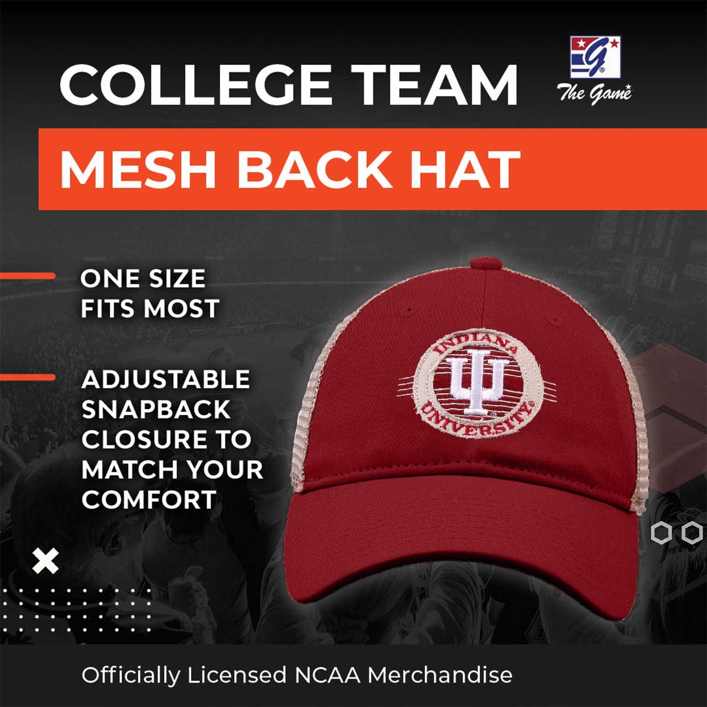 Indiana Hoosiers The Game NCAA  Patch Meshback Snapback Hat - Cardinal