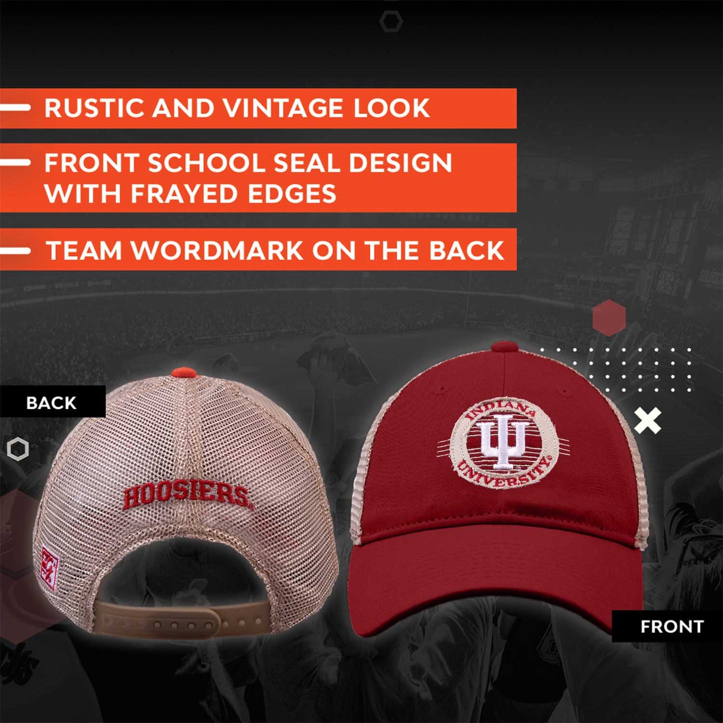 Indiana Hoosiers The Game NCAA  Patch Meshback Snapback Hat - Cardinal