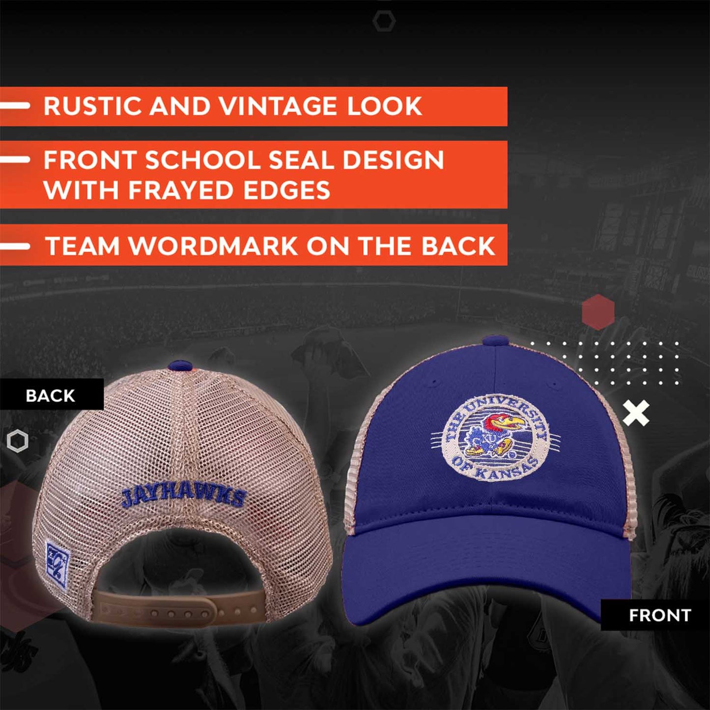 Kansas Jayhawks The Game NCAA  Patch Meshback Snapback Hat - Royal