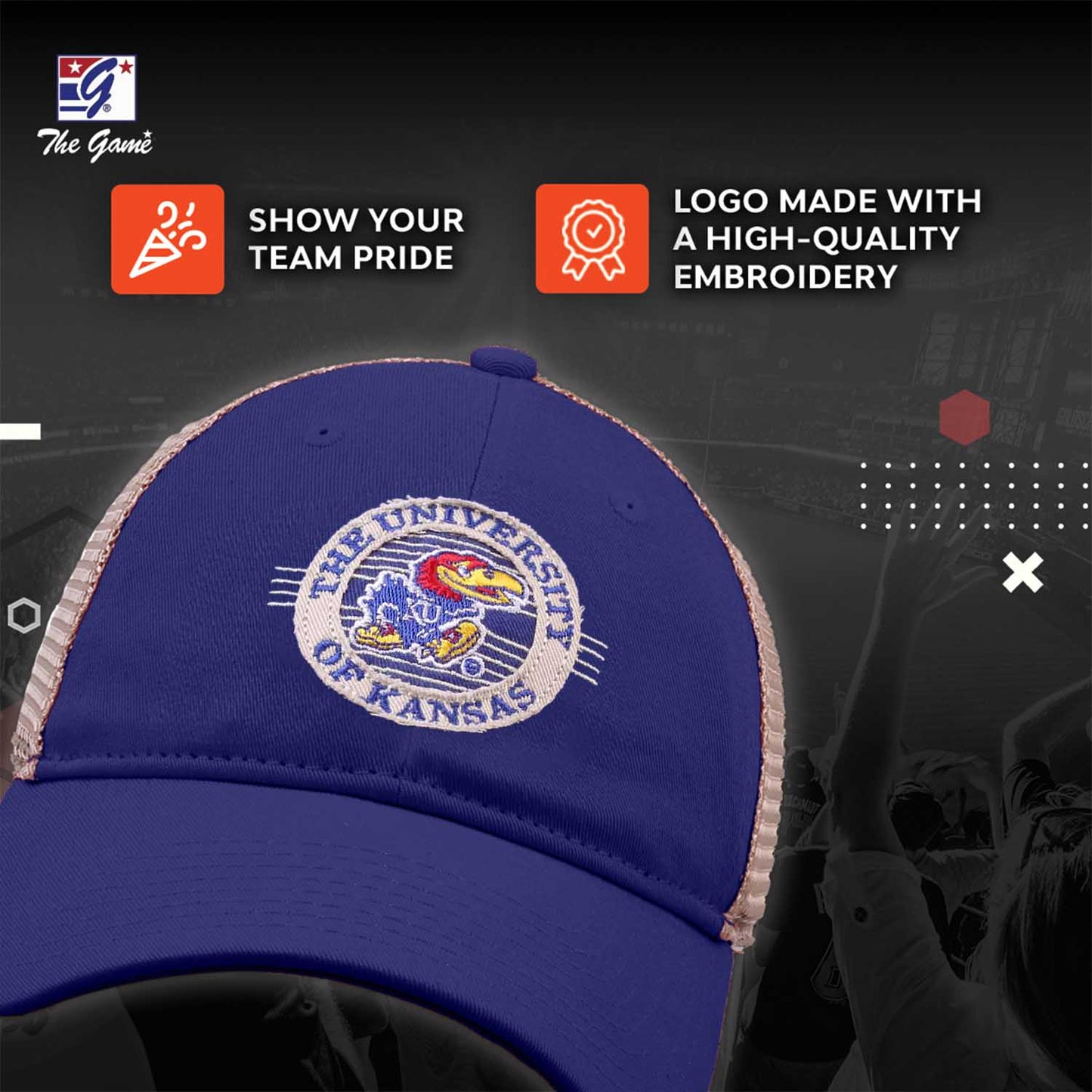 Kansas Jayhawks The Game NCAA  Patch Meshback Snapback Hat - Royal