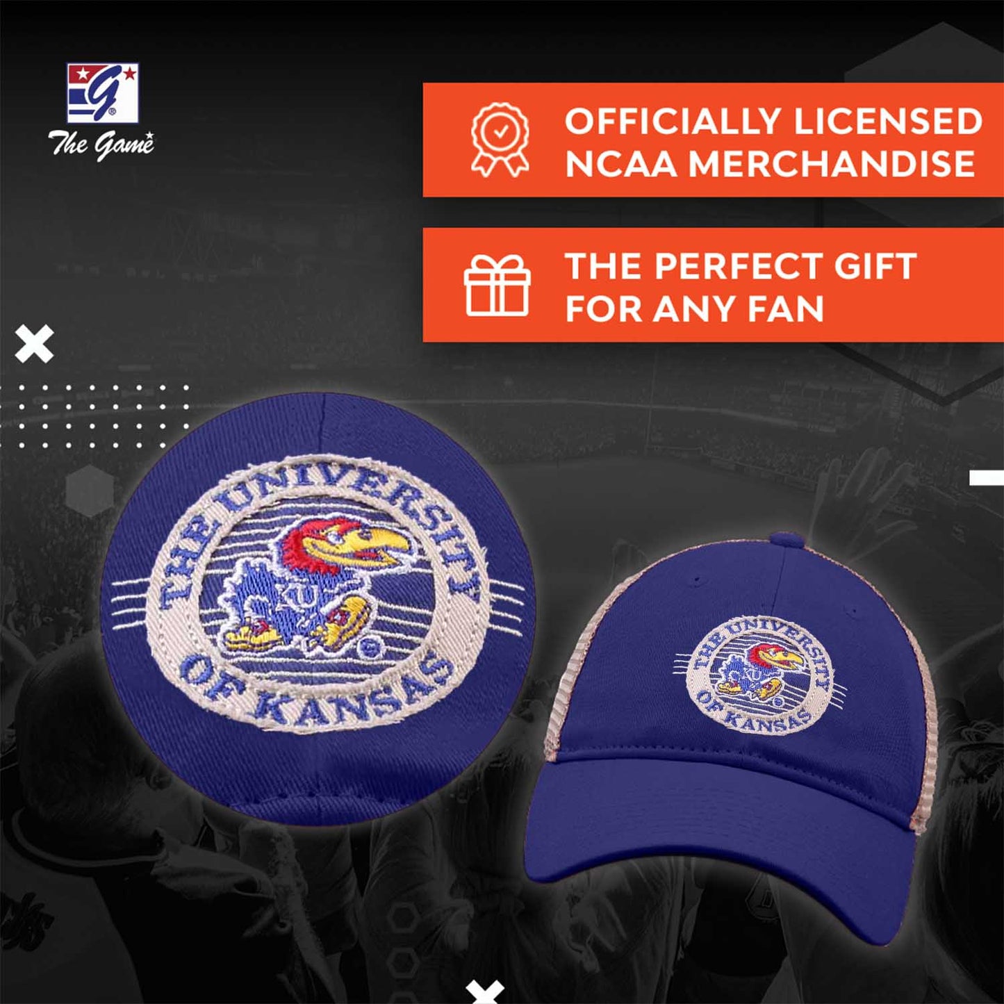 Kansas Jayhawks The Game NCAA  Patch Meshback Snapback Hat - Royal