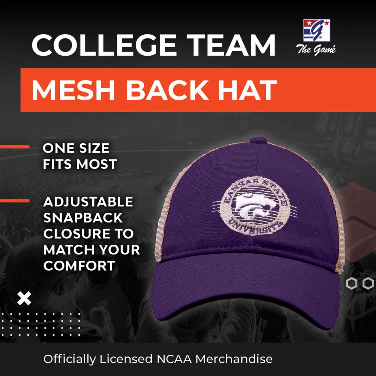 Kansas State Wildcats The Game NCAA  Patch Meshback Snapback Hat - Purple