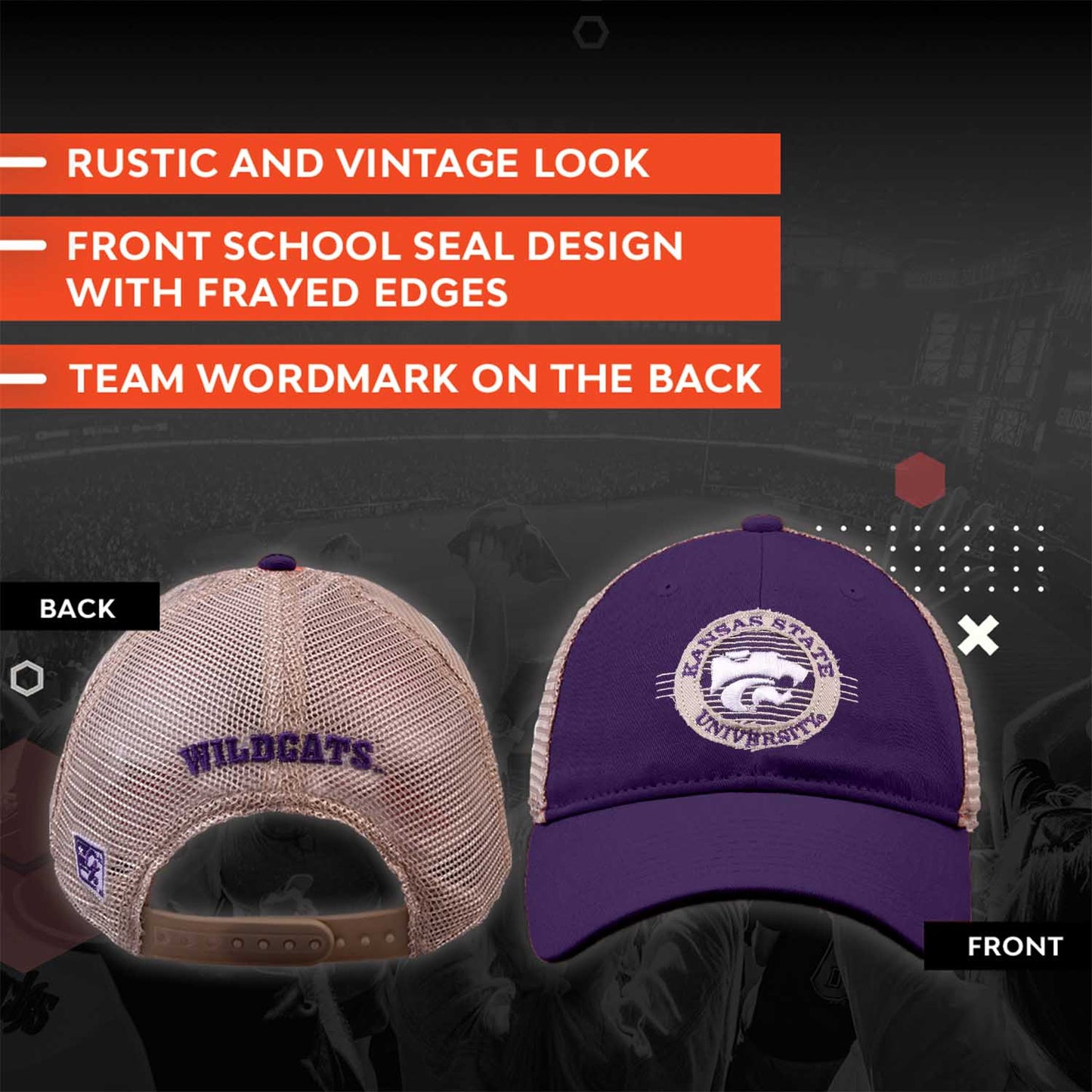 Kansas State Wildcats The Game NCAA  Patch Meshback Snapback Hat - Purple