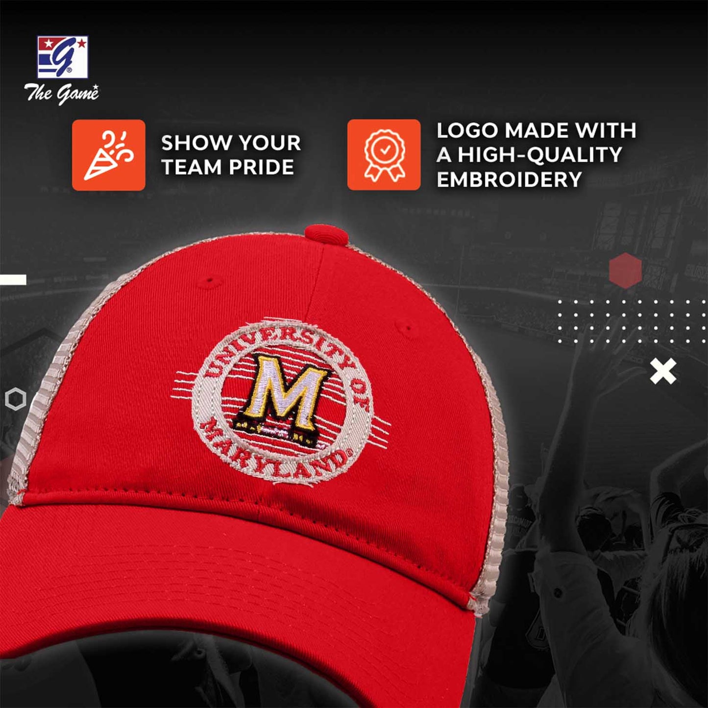 Maryland Terrapins The Game NCAA  Patch Meshback Snapback Hat - Red
