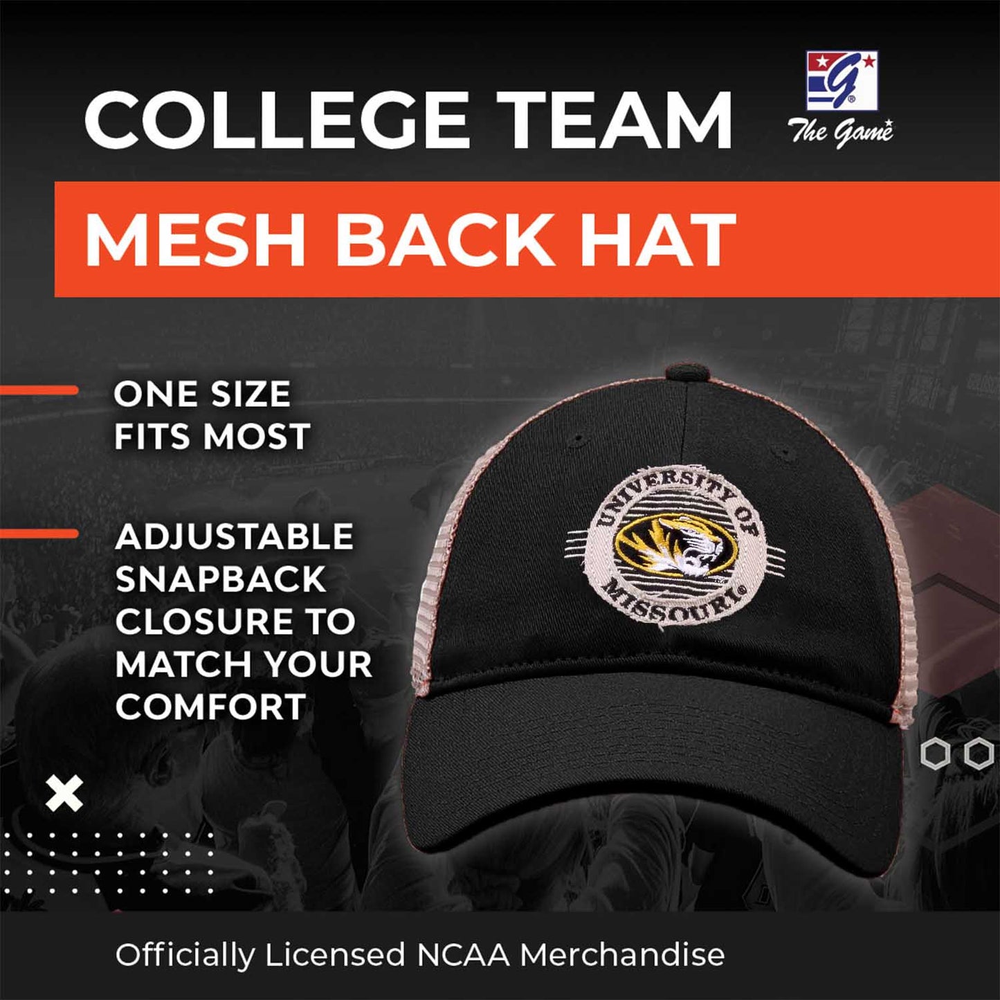 Missouri Tigers The Game NCAA  Patch Meshback Snapback Hat - Black