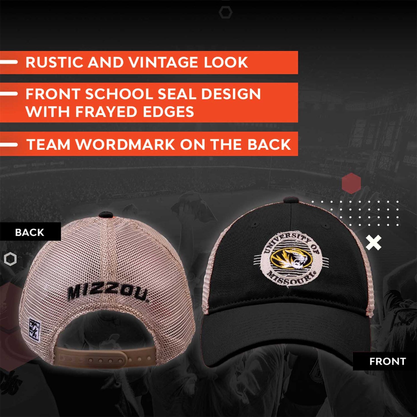 Missouri Tigers The Game NCAA  Patch Meshback Snapback Hat - Black