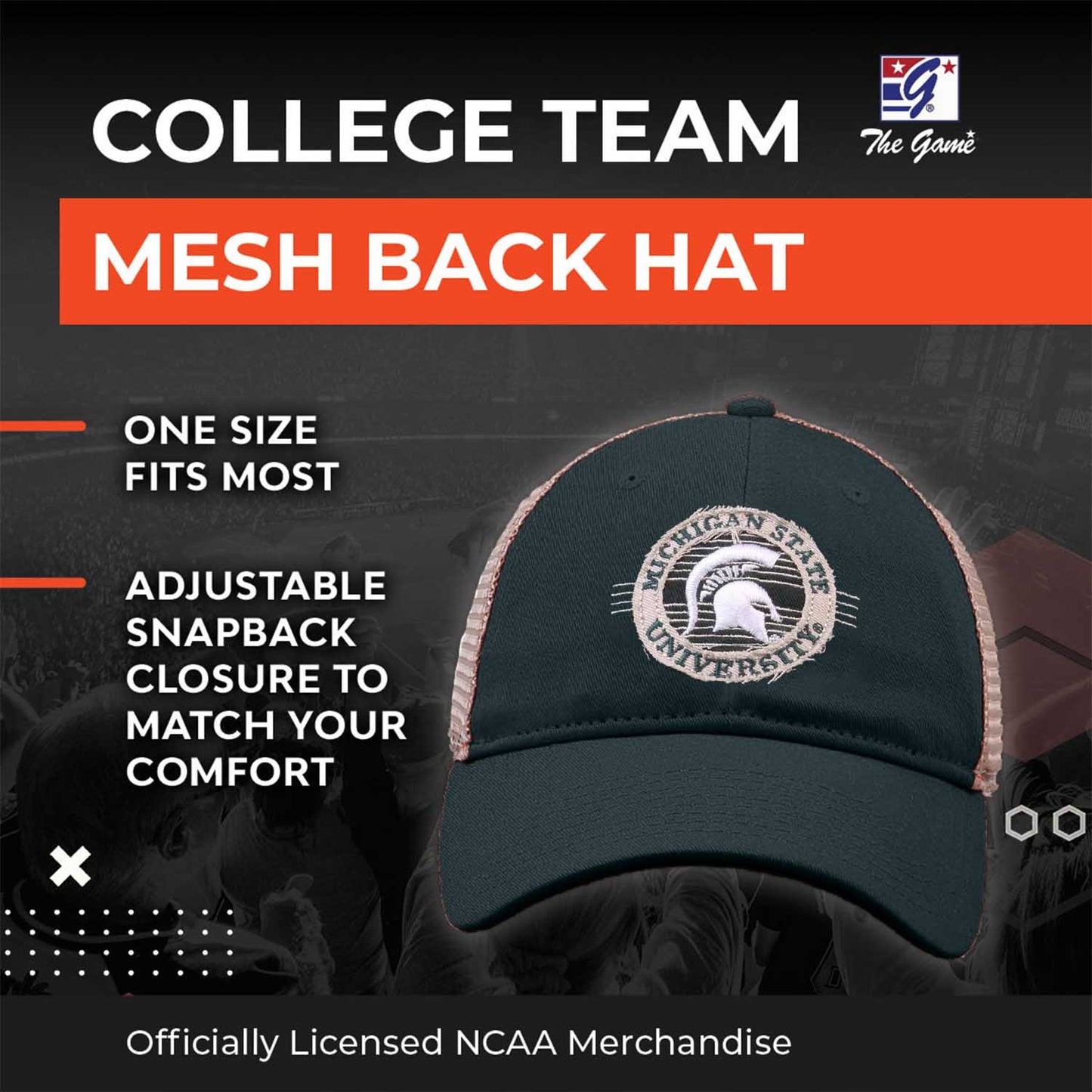 Michigan State Spartans The Game NCAA  Patch Meshback Snapback Hat - Green