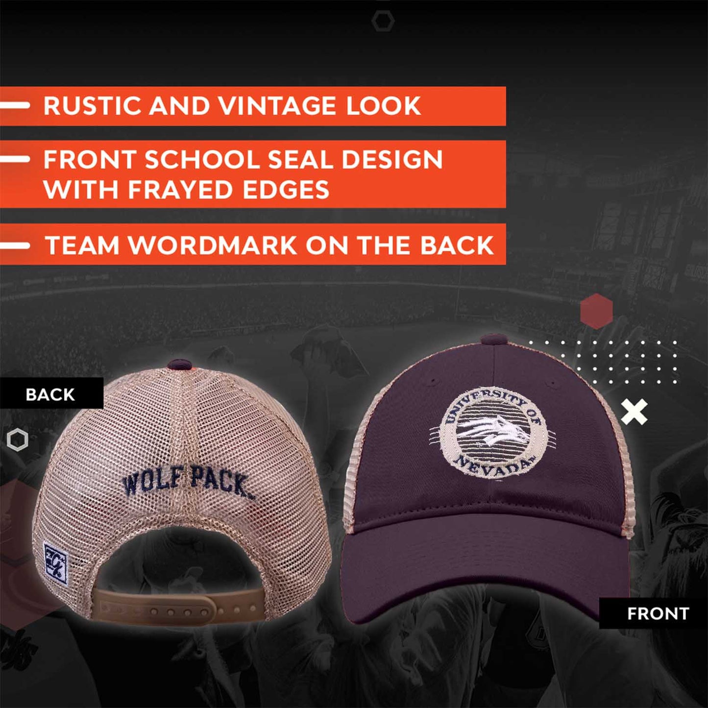 Nevada Wolf Pack The Game NCAA Nevada Reno Wolf Pack Patch Meshback Snapback Hat - Navy