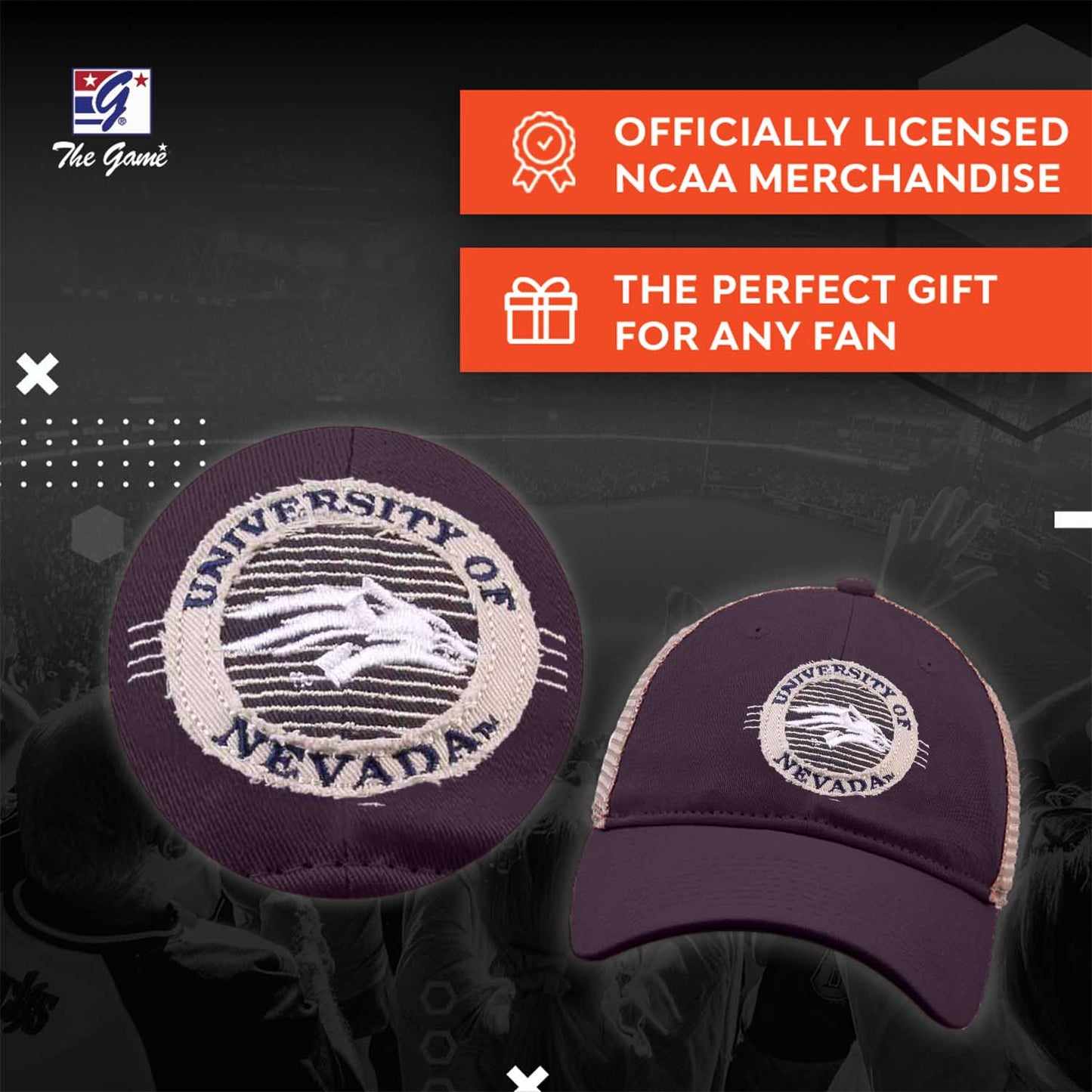 Nevada Wolf Pack The Game NCAA Nevada Reno Wolf Pack Patch Meshback Snapback Hat - Navy