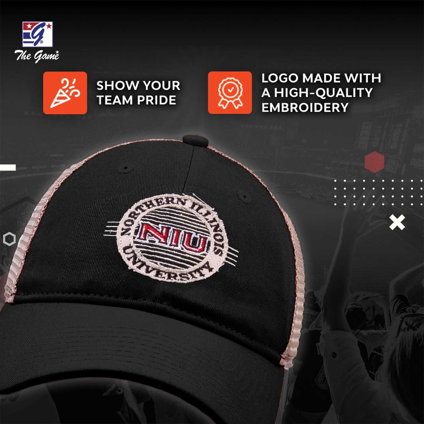 Northern Illinois Huskies The Game NCAA  Patch Meshback Snapback Hat - Black
