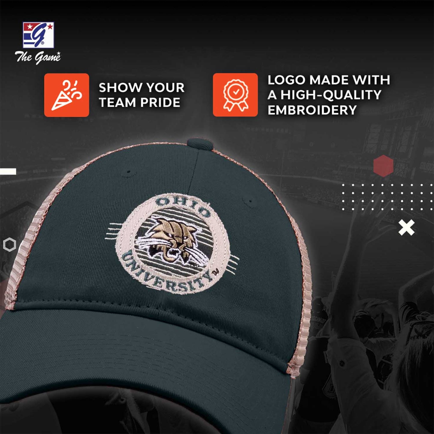 Ohio Bobcats The Game NCAA  Patch Meshback Snapback Hat - Green