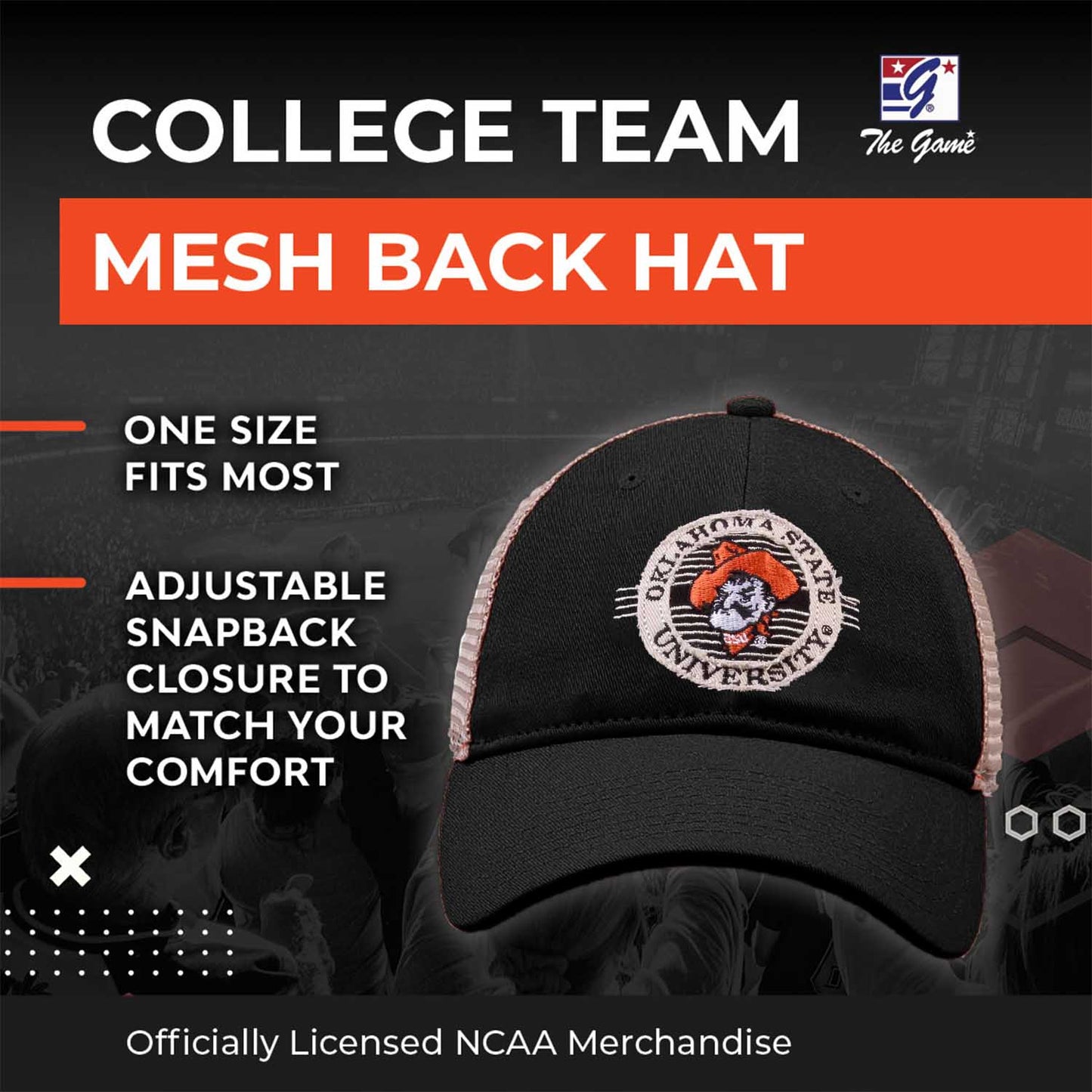 Oklahoma State Cowboys The Game NCAA  Patch Meshback Snapback Hat - Black