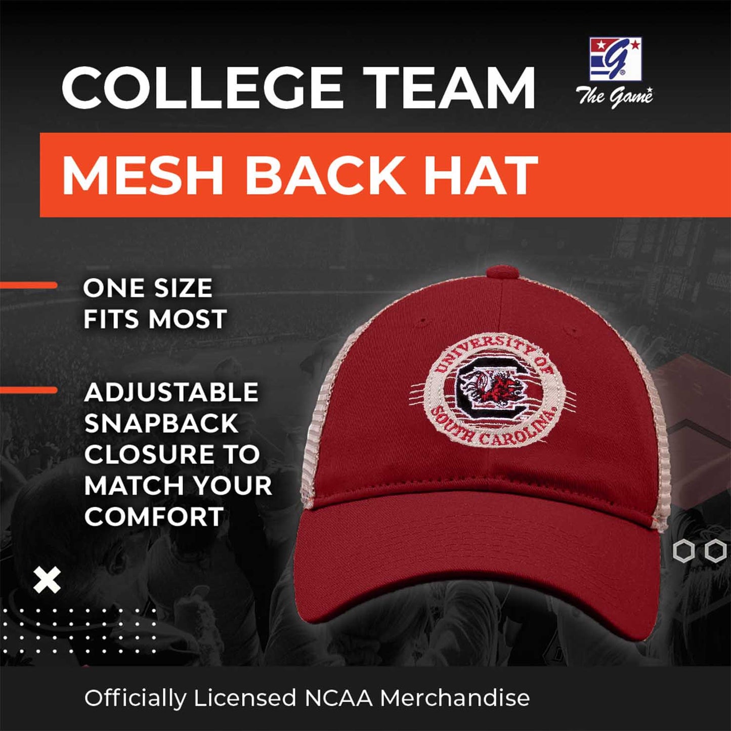 South Carolina Gamecocks The Game NCAA  Patch Meshback Snapback Hat - Cardinal