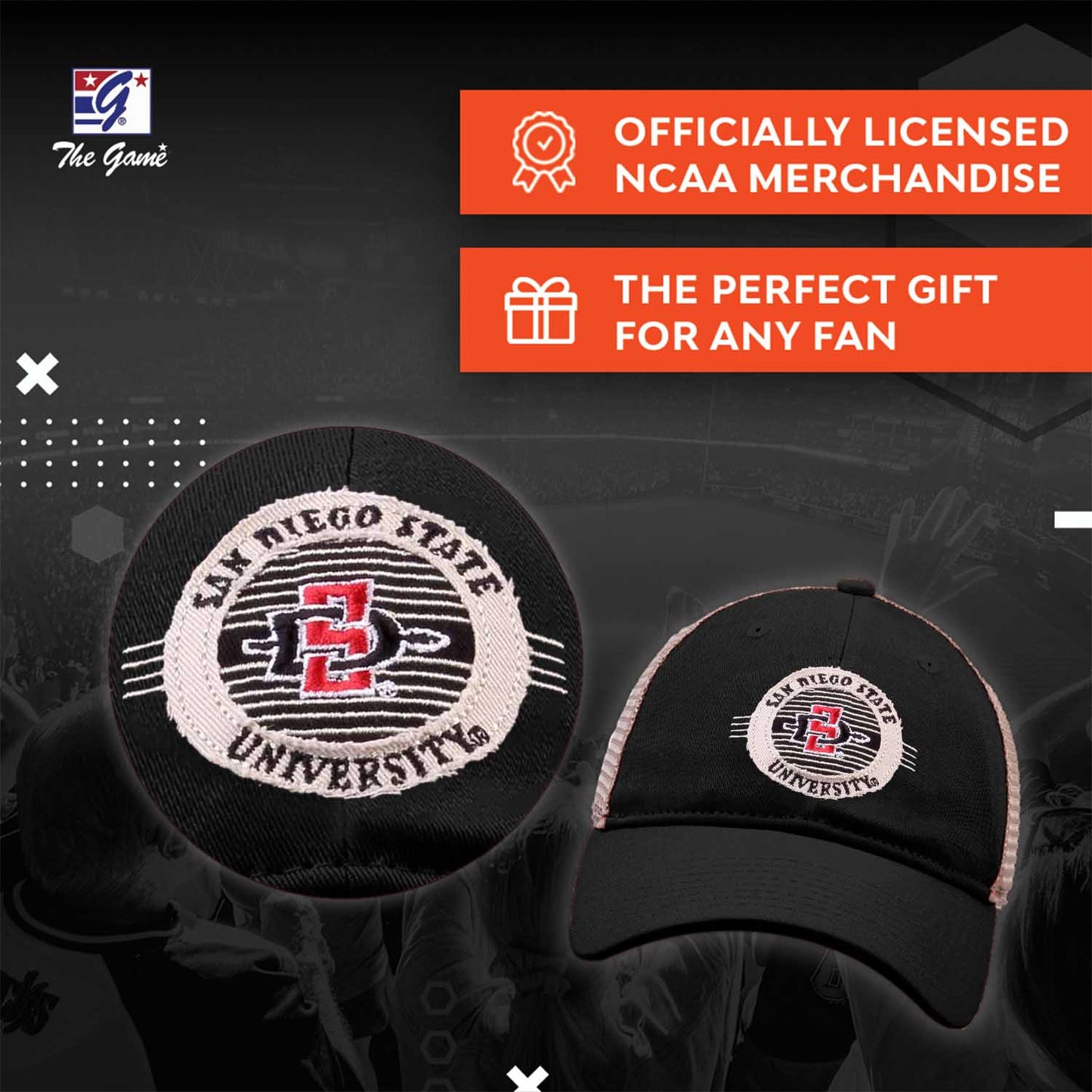 San Diego State Aztecs The Game NCAA  Patch Meshback Snapback Hat - Black