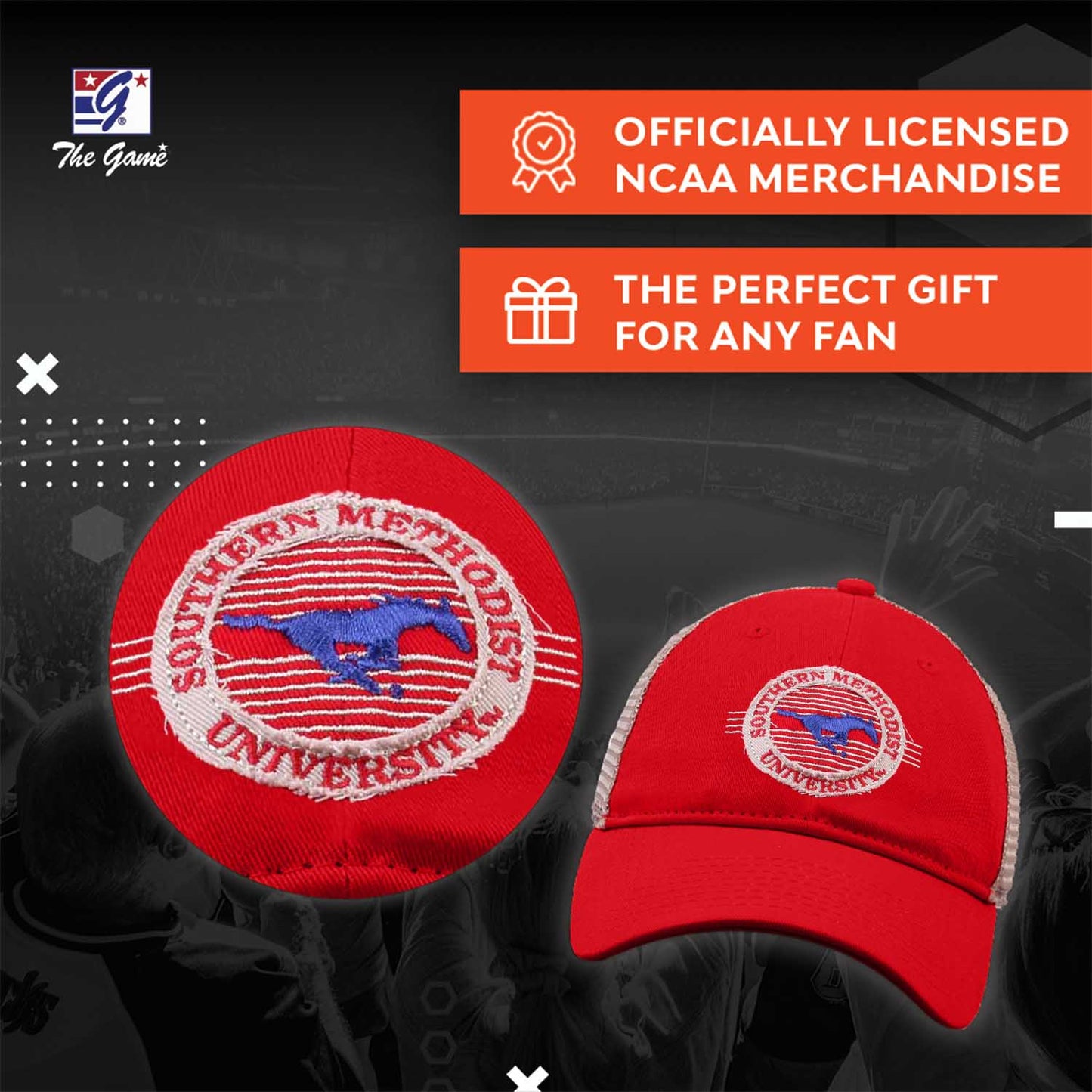 SMU Mustangs The Game NCAA  Patch Meshback Snapback Hat - Royal