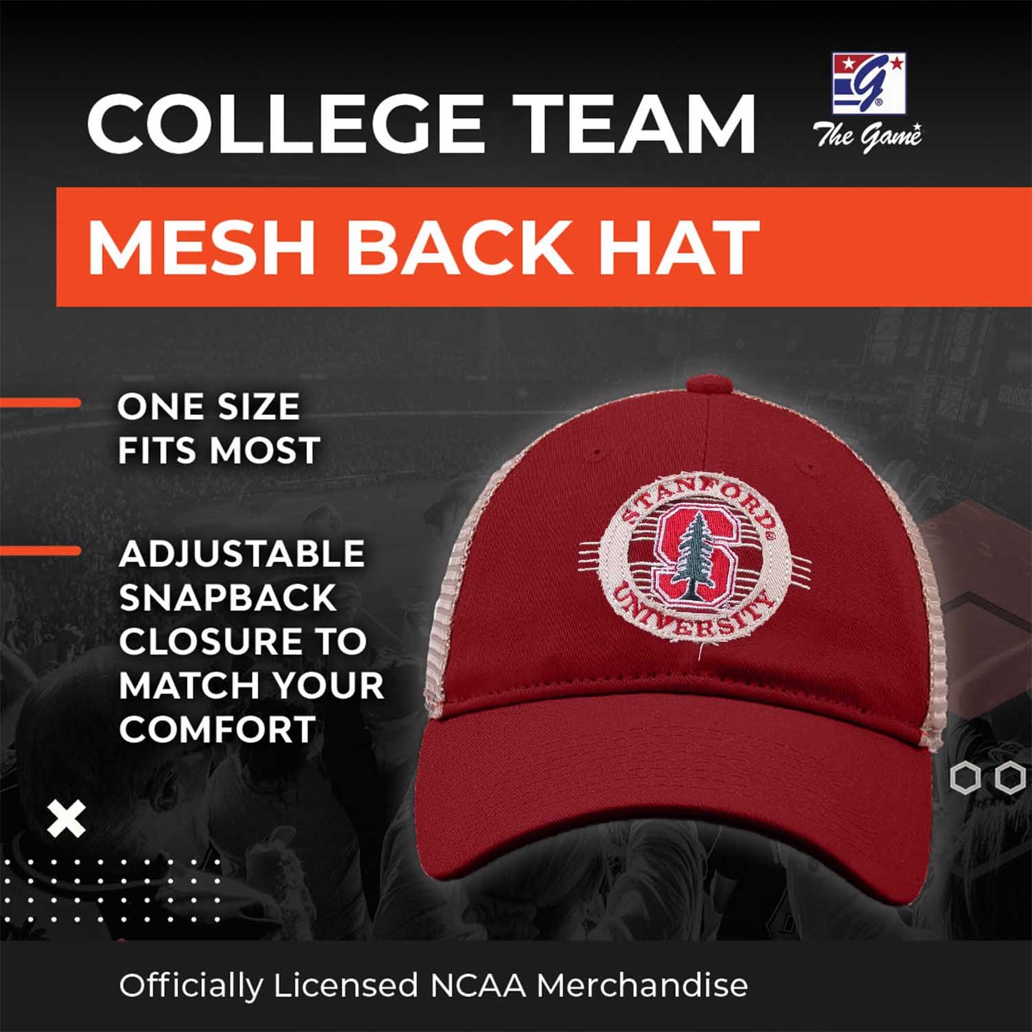 Stanford Cardinal The Game NCAA  Patch Meshback Snapback Hat - Cardinal
