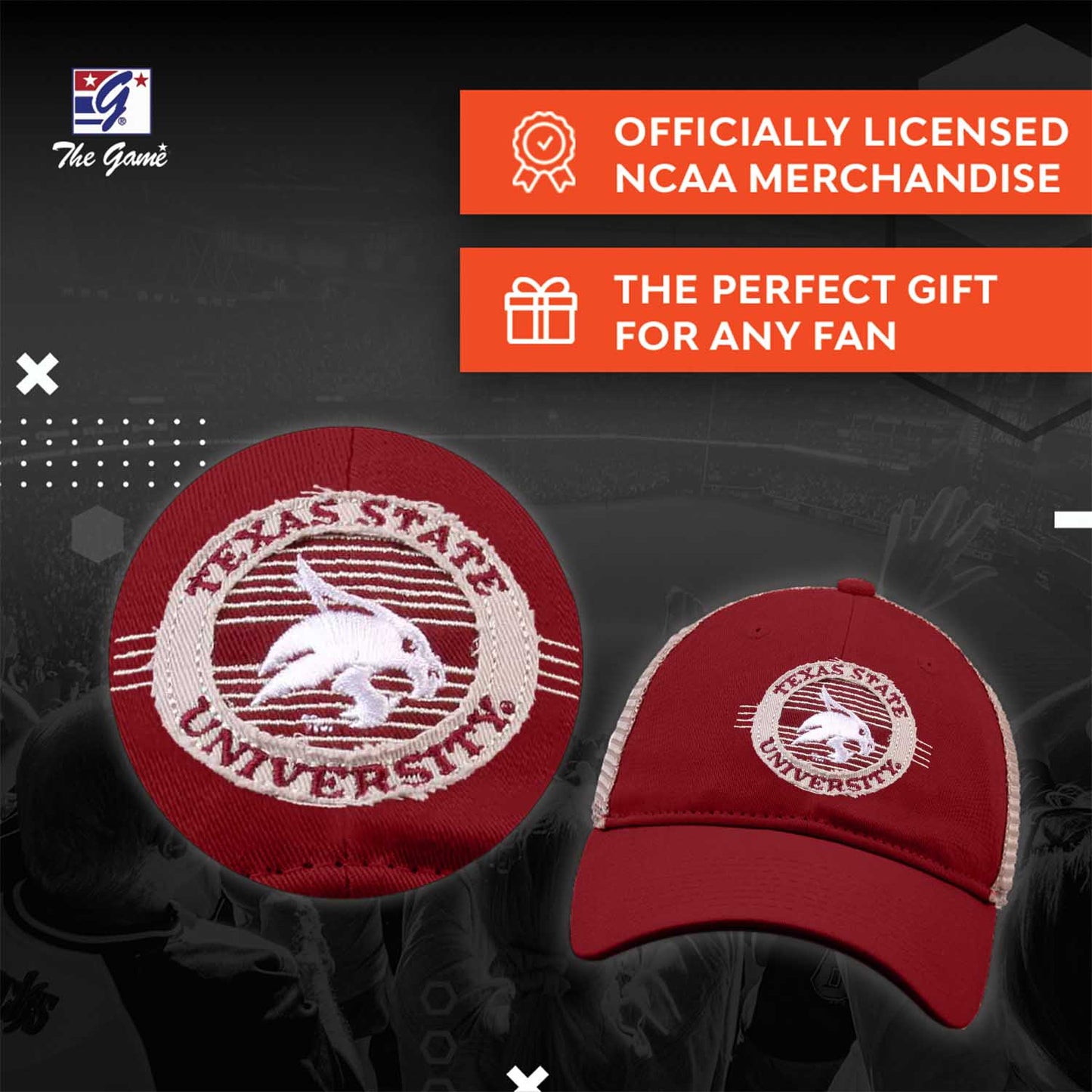 Texas State Bobcats The Game NCAA  Patch Meshback Snapback Hat - Maroon