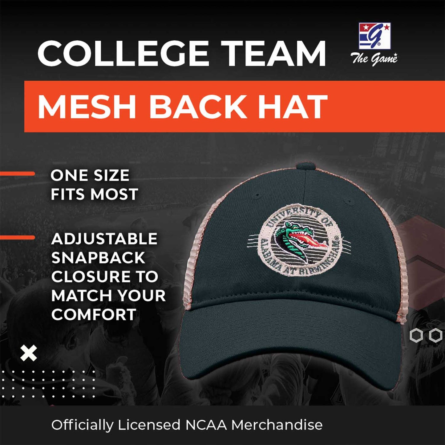 UAB Blazers The Game NCAA  Patch Meshback Snapback Hat - Green