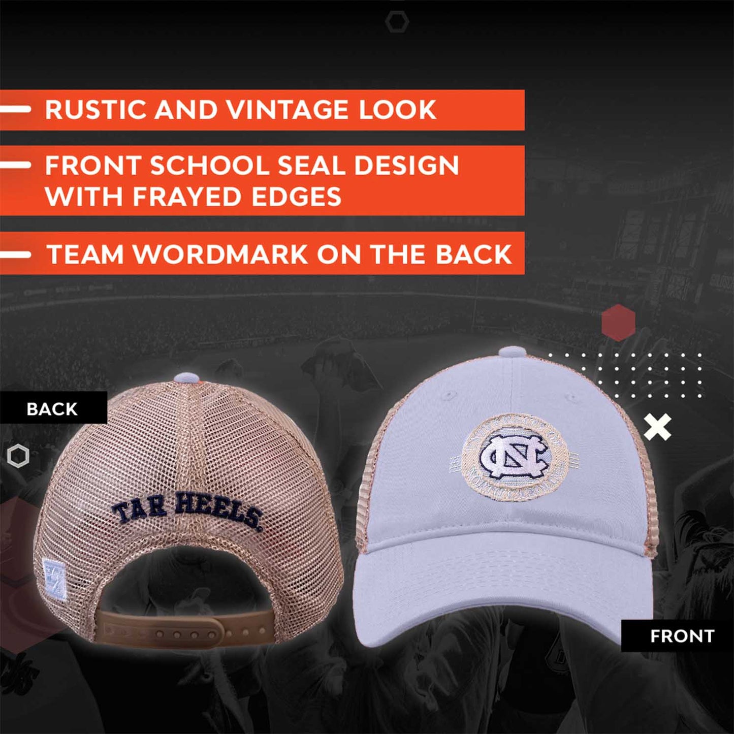 North Carolina Tar Heels The Game NCAA  Patch Meshback Snapback Hat - Carolina Blue