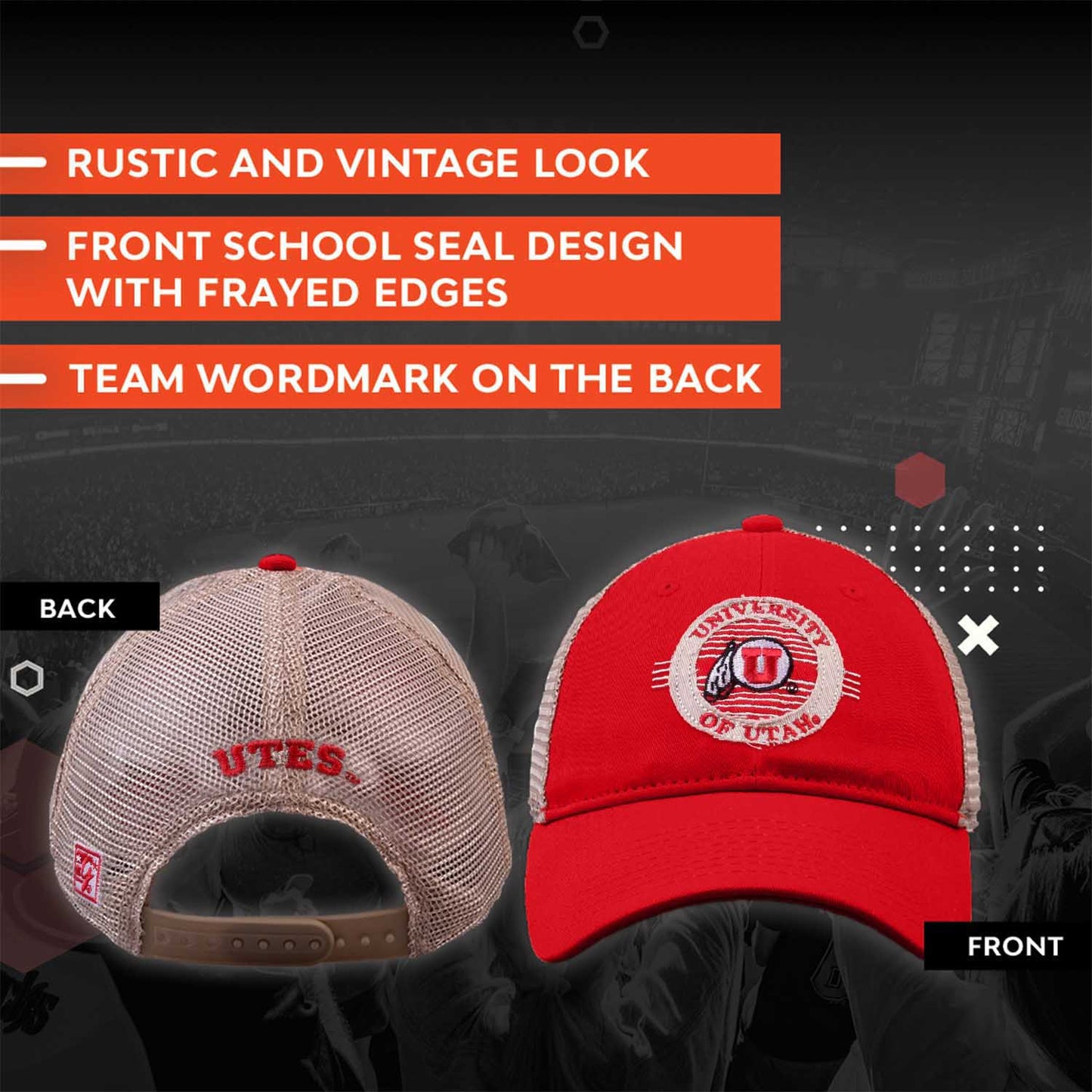 Utah Utes The Game NCAA  Patch Meshback Snapback Hat - Red