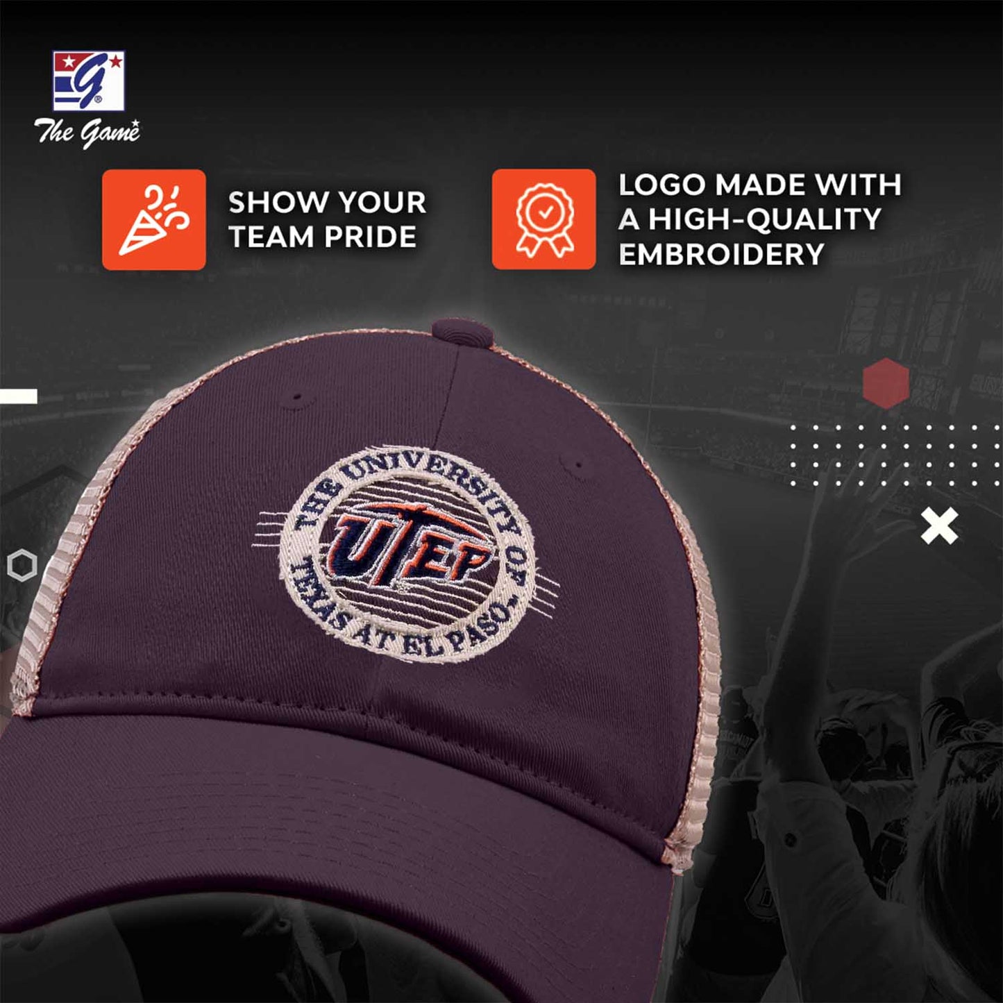 UTEP Miners The Game NCAA  Patch Meshback Snapback Hat - Navy
