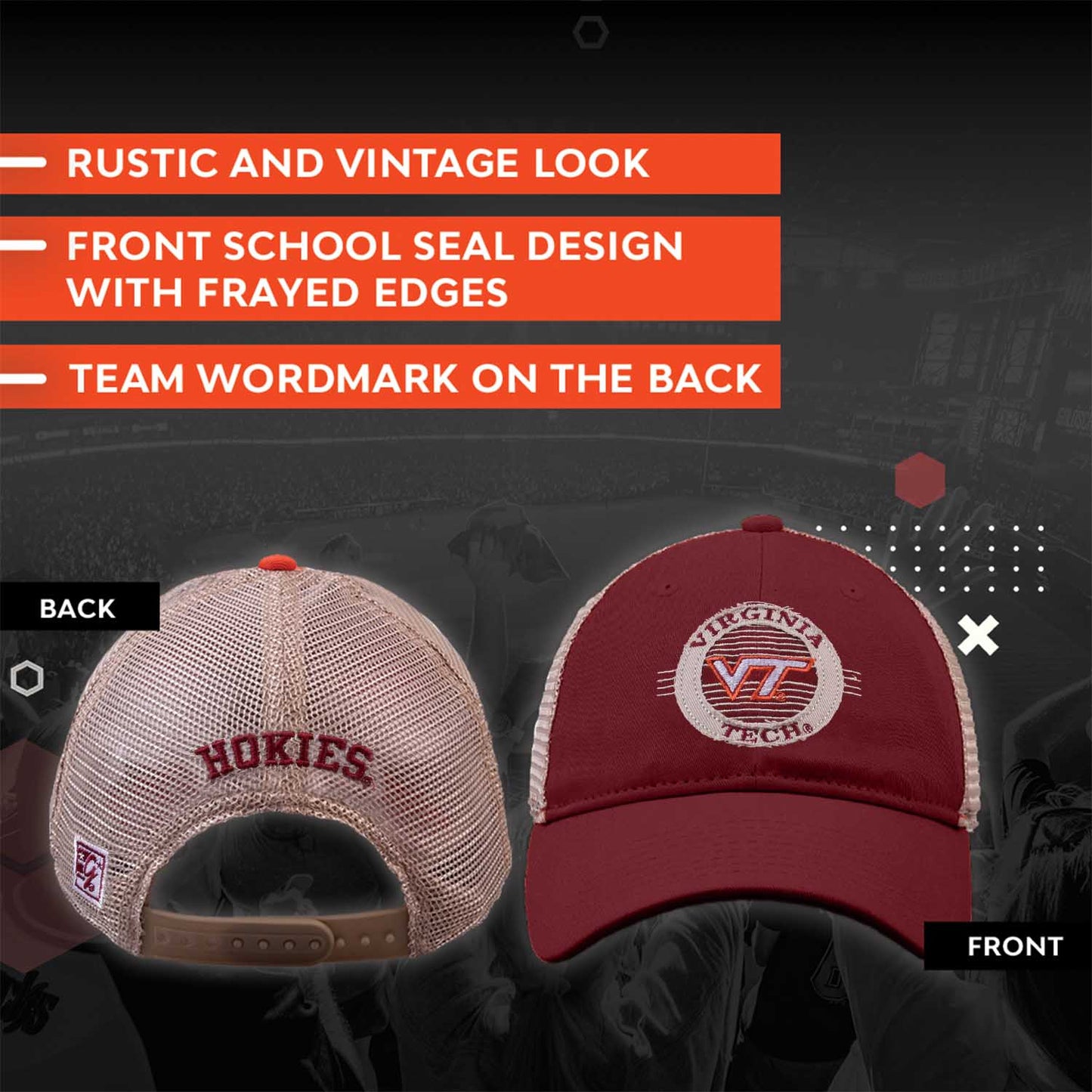 Virginia Tech Hokies The Game NCAA  Patch Meshback Snapback Hat - Maroon