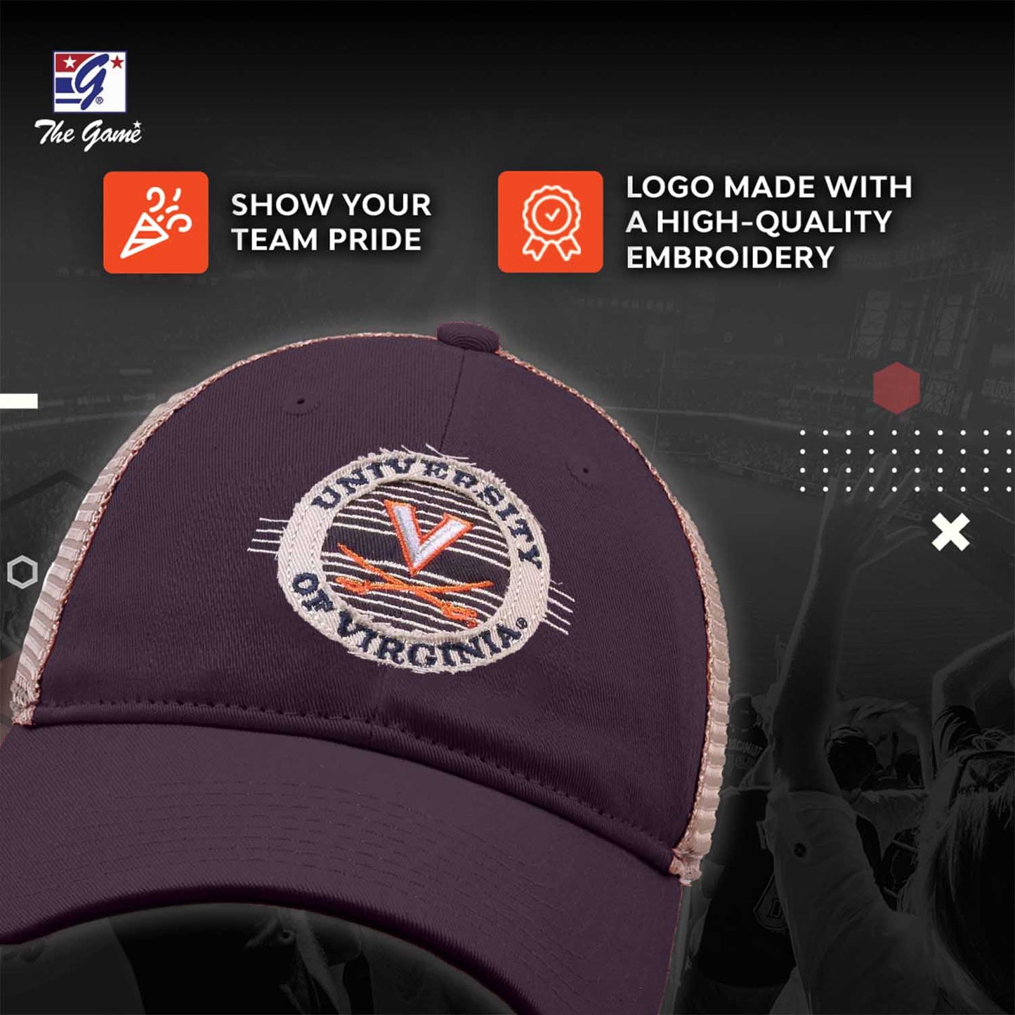 Virginia Cavaliers The Game NCAA  Patch Meshback Snapback Hat - Navy