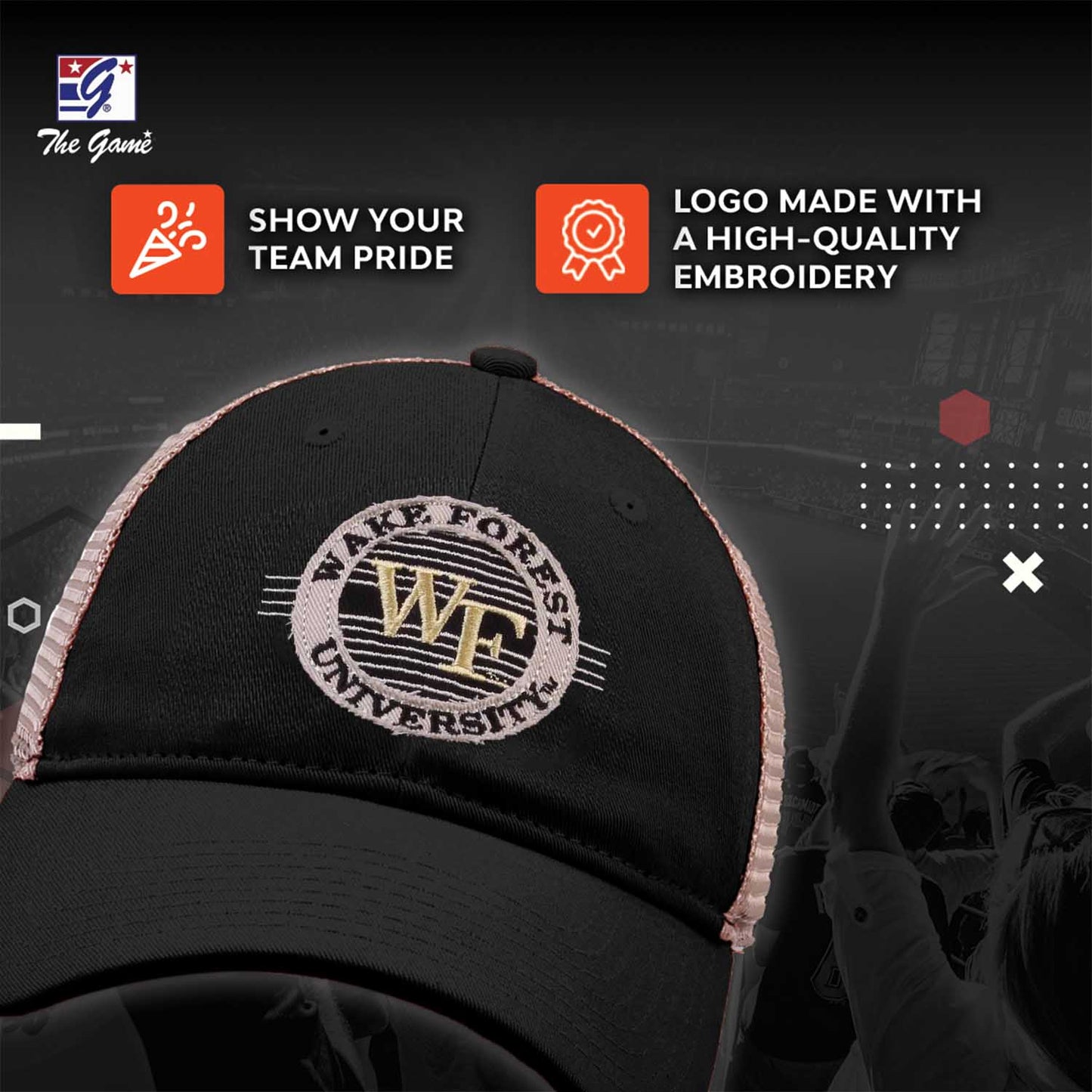 Wake Forest Demon Deacons The Game NCAA  Patch Meshback Snapback Hat - Black