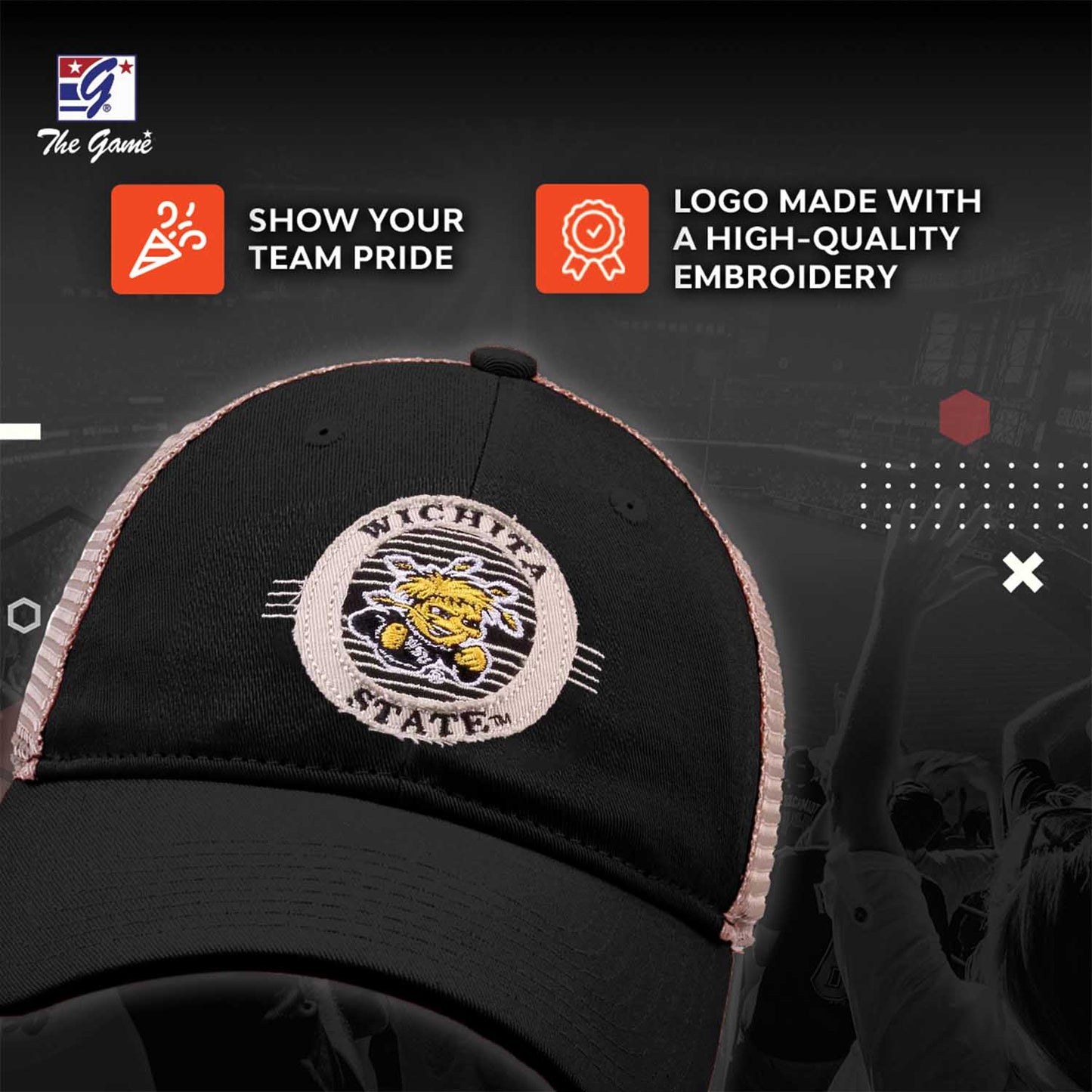 Wichita State Shockers The Game NCAA  Patch Meshback Snapback Hat - Black