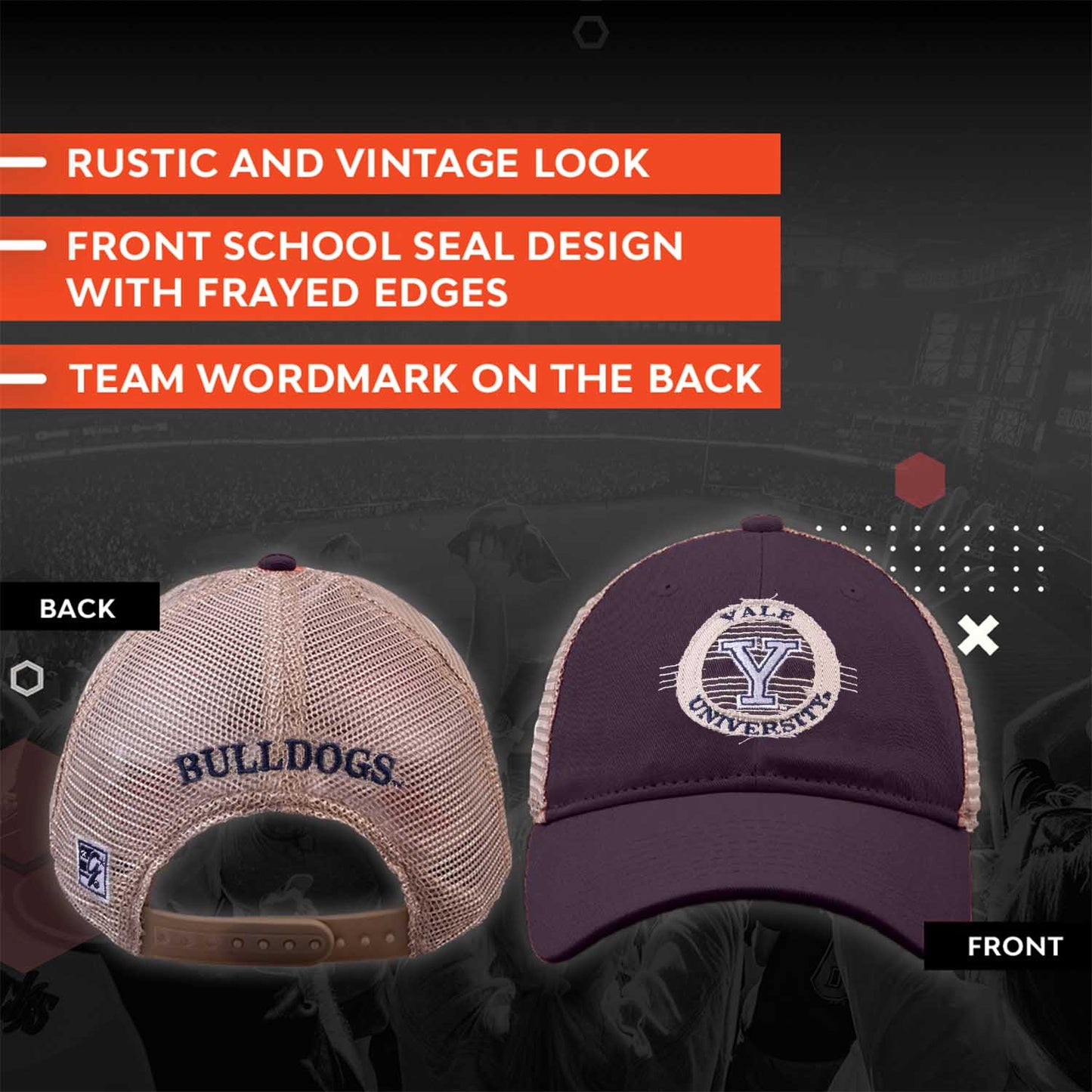 Yale Bulldogs The Game NCAA  Patch Meshback Snapback Hat - Navy