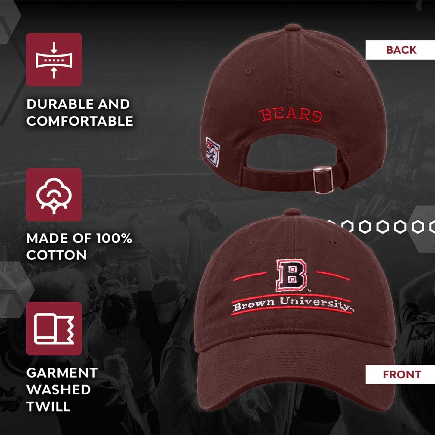 Brown Bears NCAA Adult Bar Hat - Brown