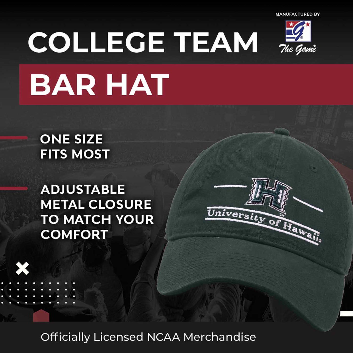 Hawaii Rainbow Warriors NCAA Adult Bar Hat - Green