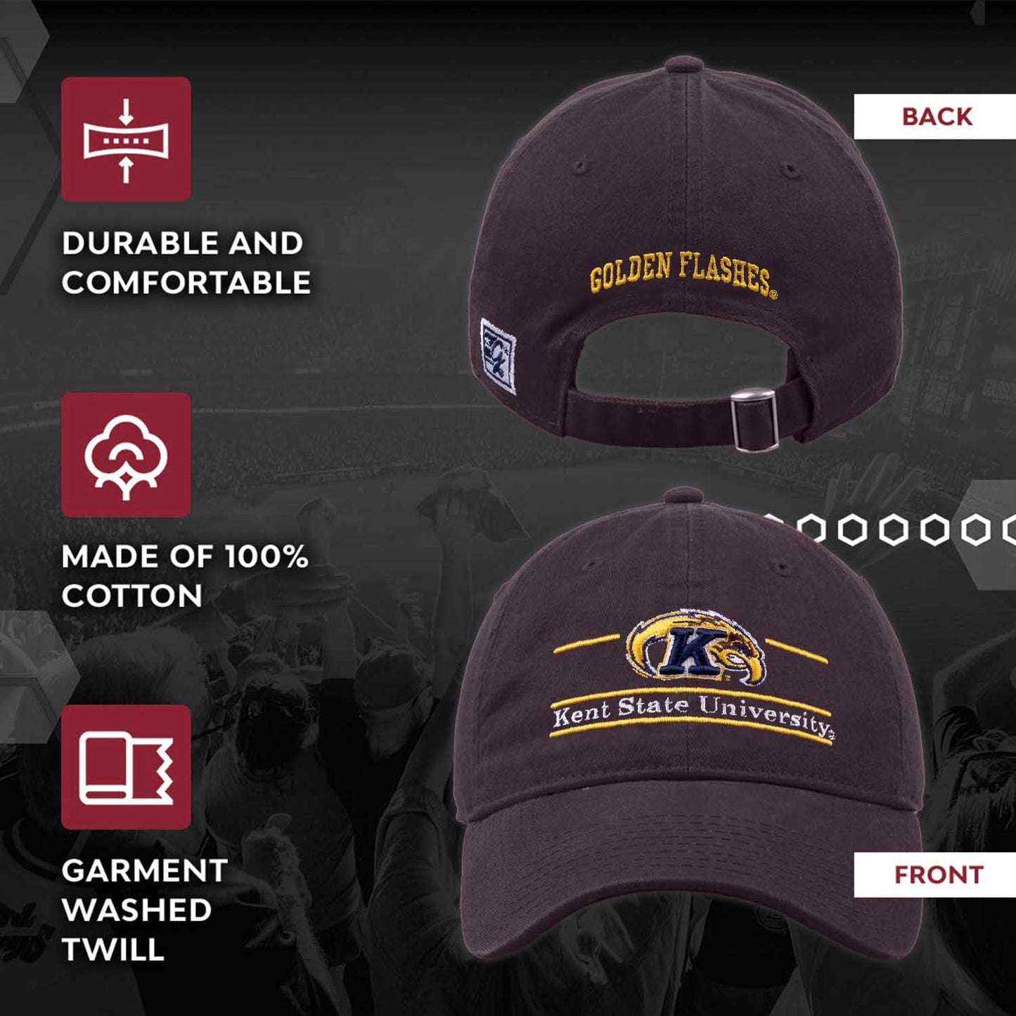 Kent State Golden Flashes NCAA Adult Bar Hat - Navy