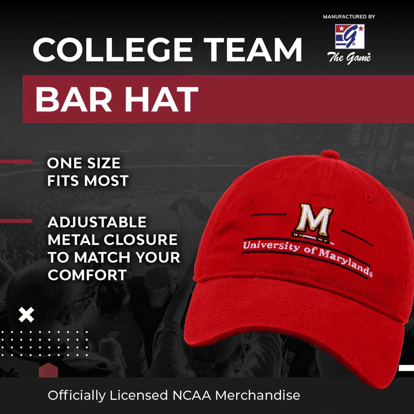 Maryland Terrapins NCAA Adult Bar Hat - Red