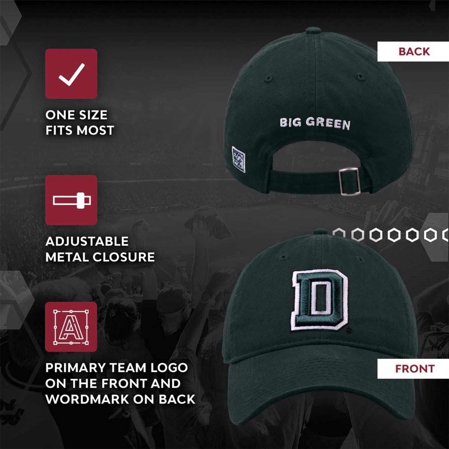 Dartmouth Big Green NCAA Adult Relaxed Fit Logo Hat - Green