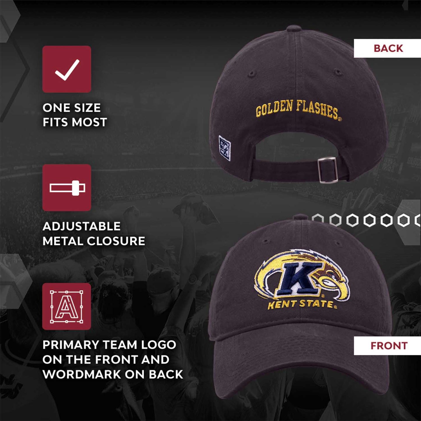 Kent State Golden Flashes NCAA Adult Relaxed Fit Logo Hat - Navy