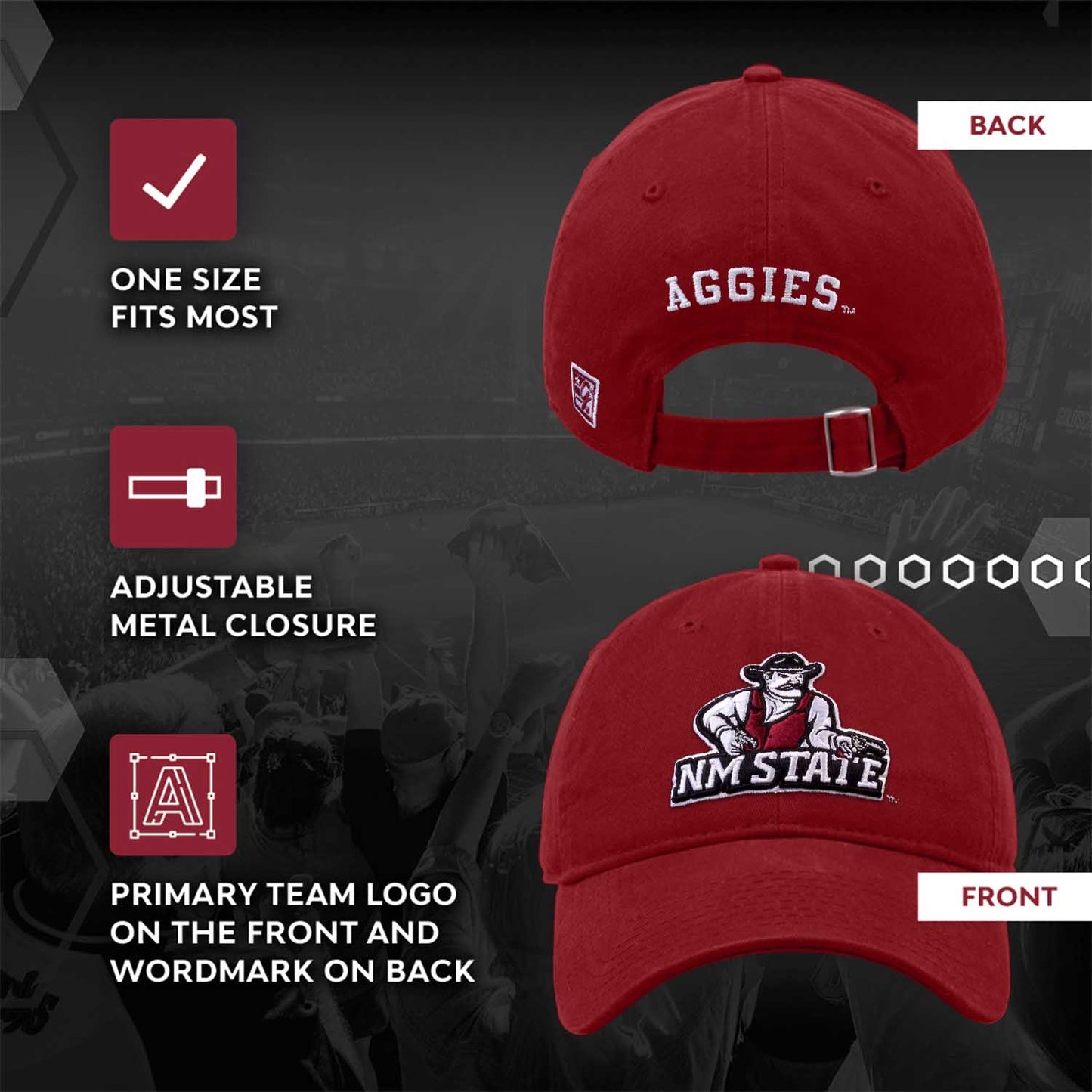 New Mexico State Aggies NCAA Adult Relaxed Fit Logo Hat - Maroon