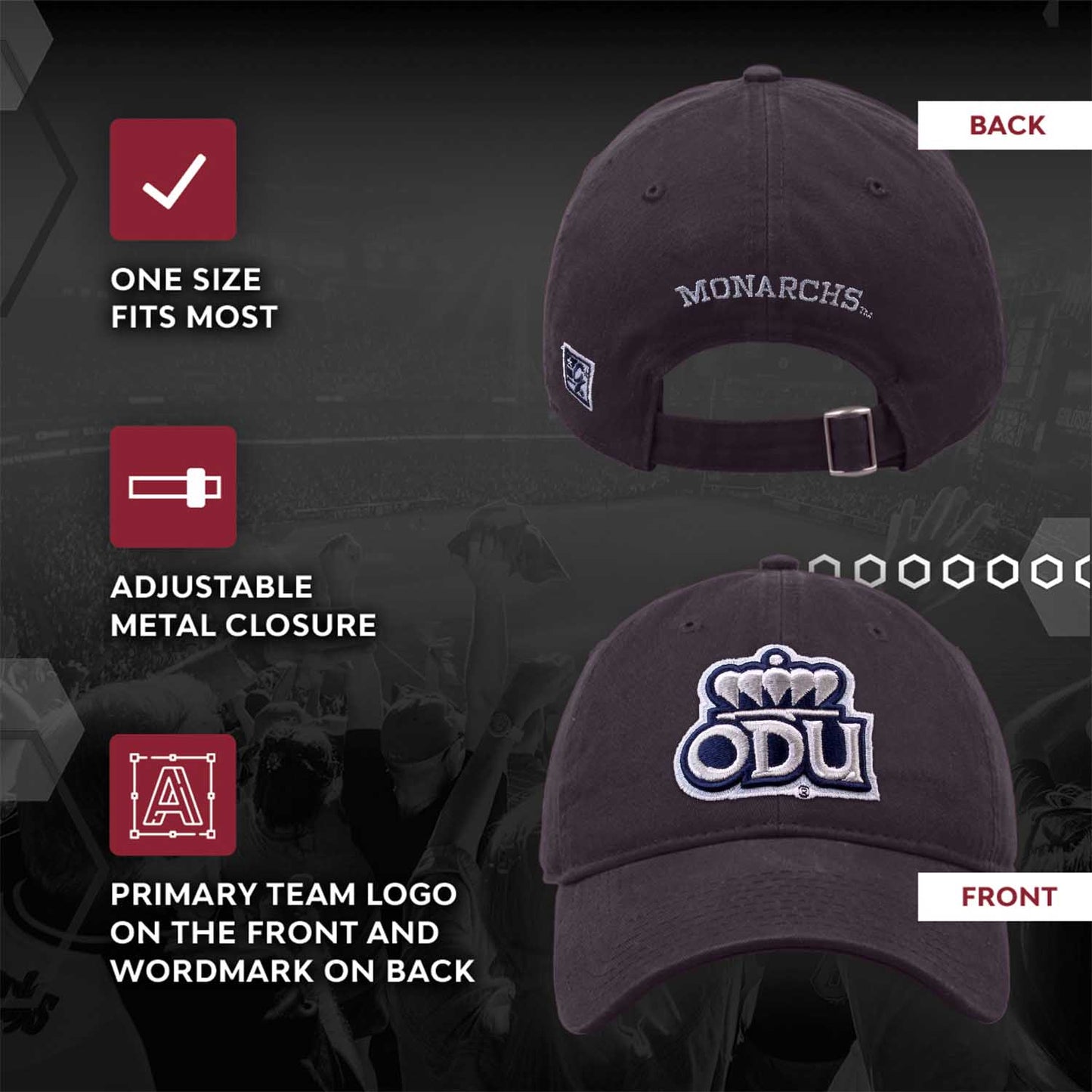 Old Dominion Monarchs NCAA Adult Relaxed Fit Logo Hat - Navy