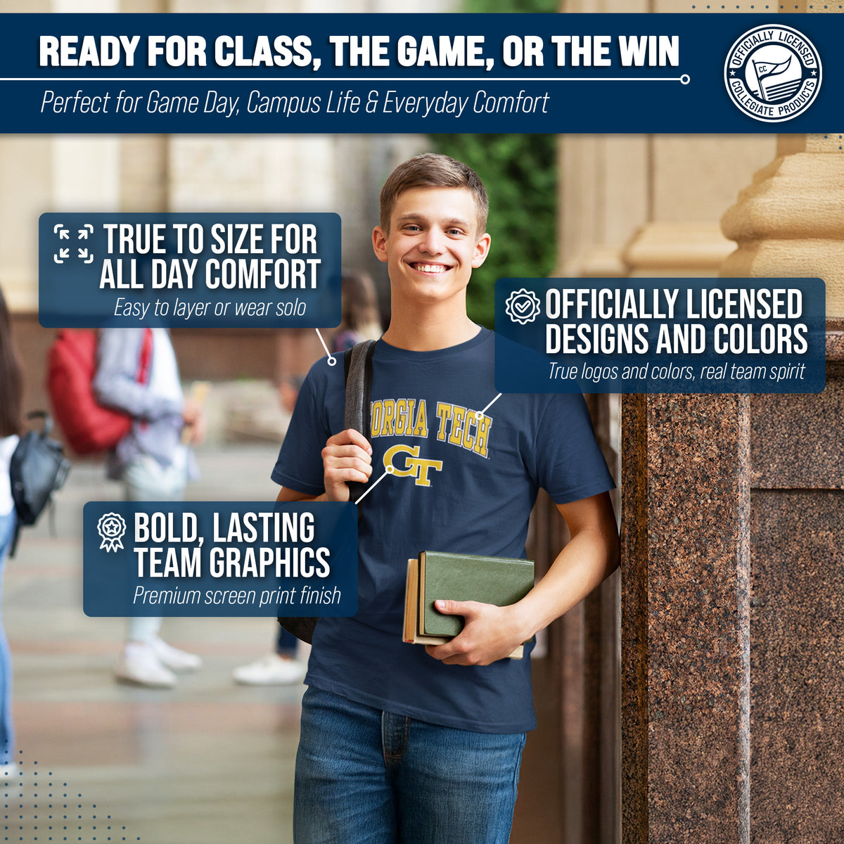 Georgia Tech Yellowjackets NCAA Adult Gameday Cotton T-Shirt - Navy
