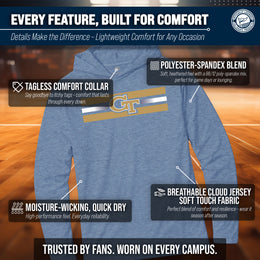 Georgia Tech Yellowjackets NCAA Unisex Scholarship Cloud Jersey Performance Hooded Long Sleeve Tee - Navy Heather