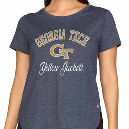 Georgia Tech Yellowjackets NCAA Womens Tag-Less Ultra Soft Tailgate T-Shirt - Navy Heather