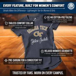 Georgia Tech Yellowjackets NCAA Womens Tag-Less Ultra Soft Tailgate T-Shirt - Navy Heather